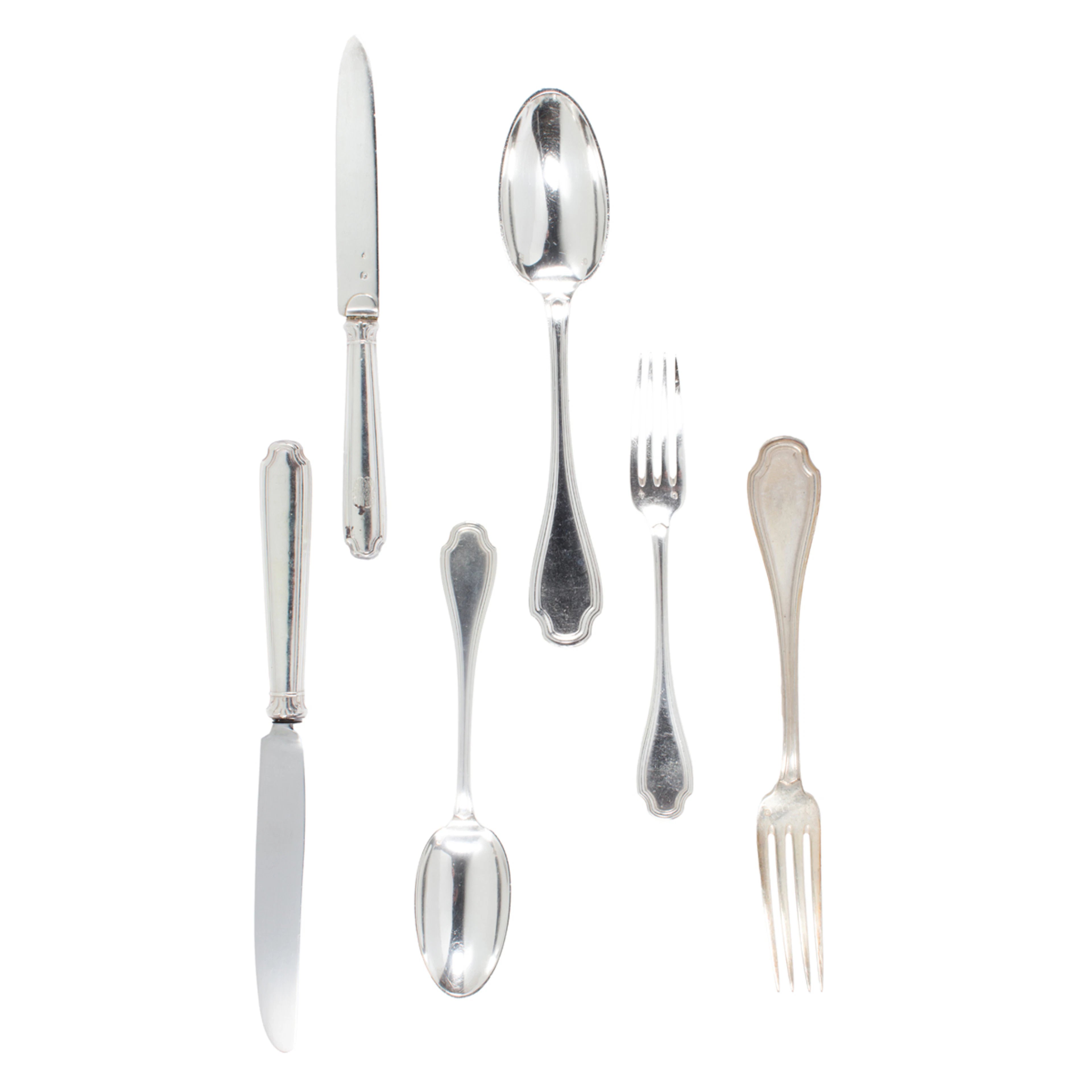 Seventy-seven pieces of French Risler and Carre silver flatware service