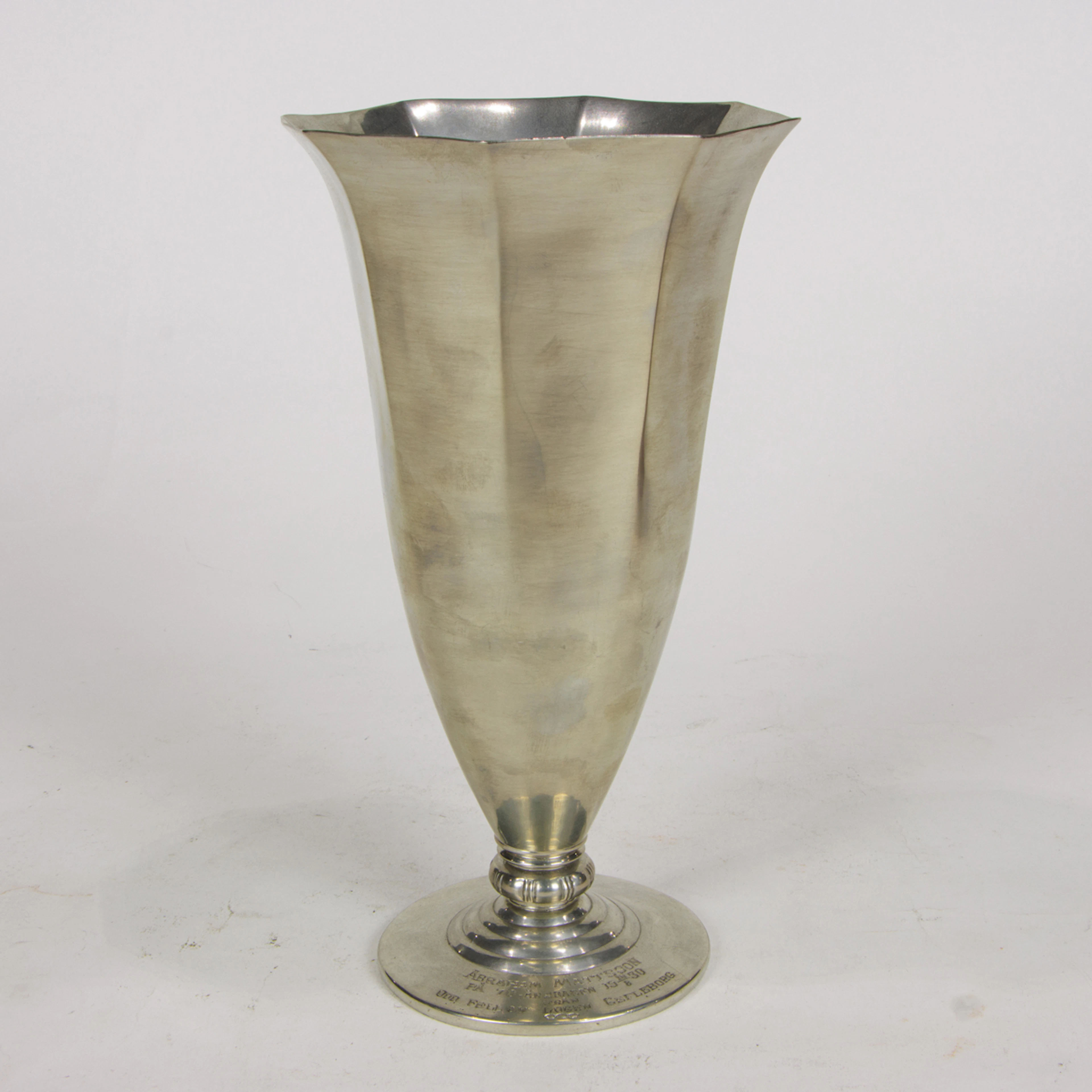 A Continental pewter presentation trophy