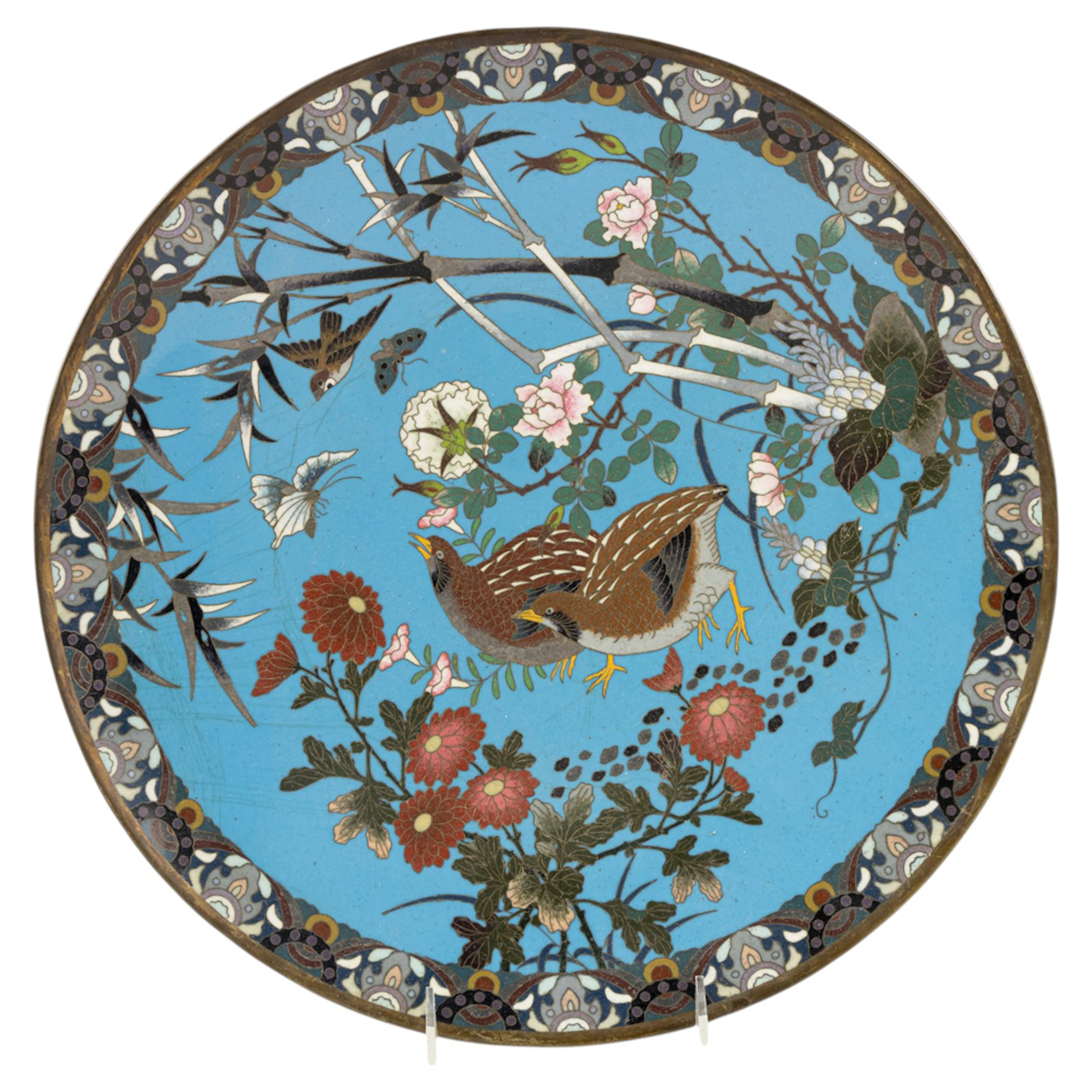 A Japanese cloisonne enamel dish