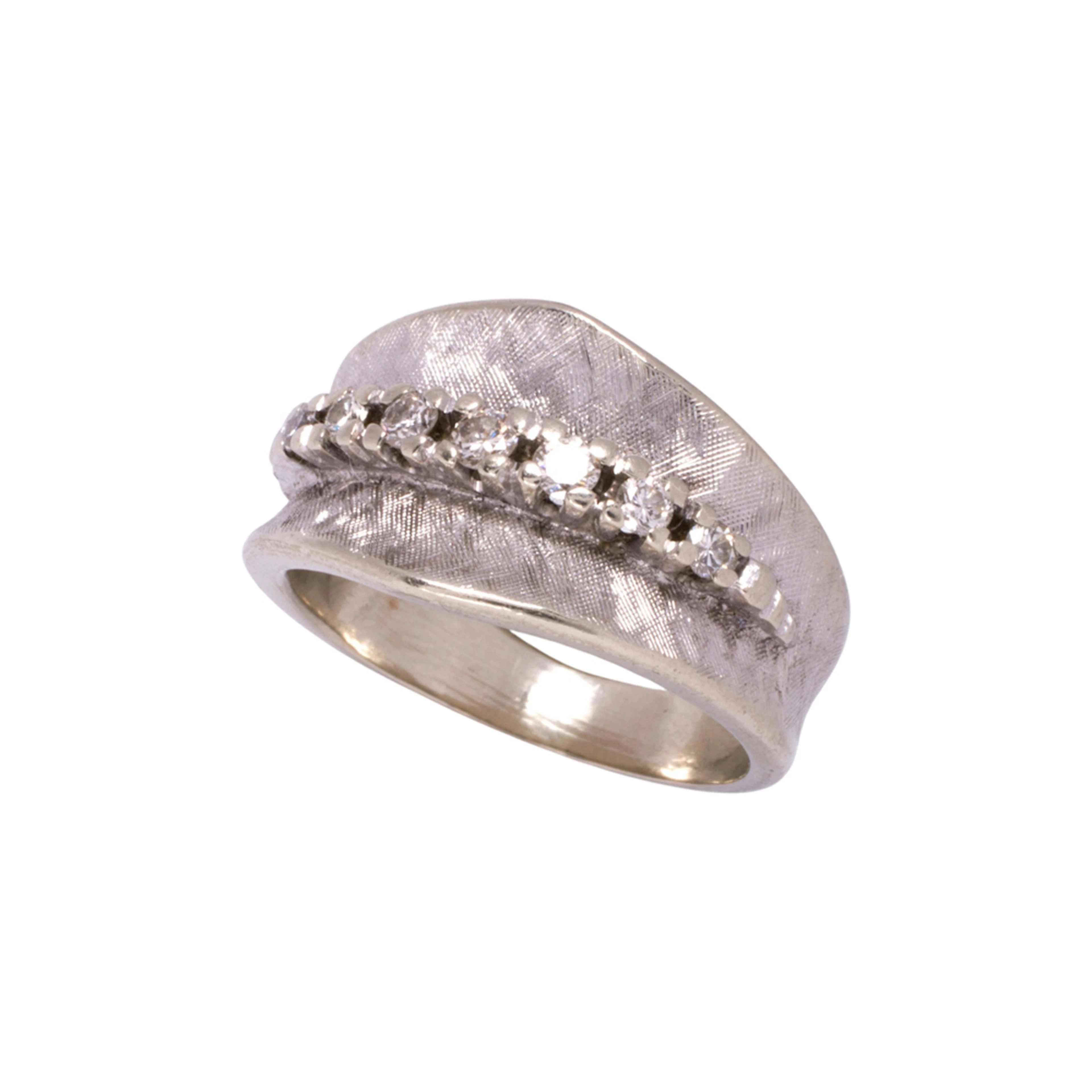 A diamond and 18k white gold ring