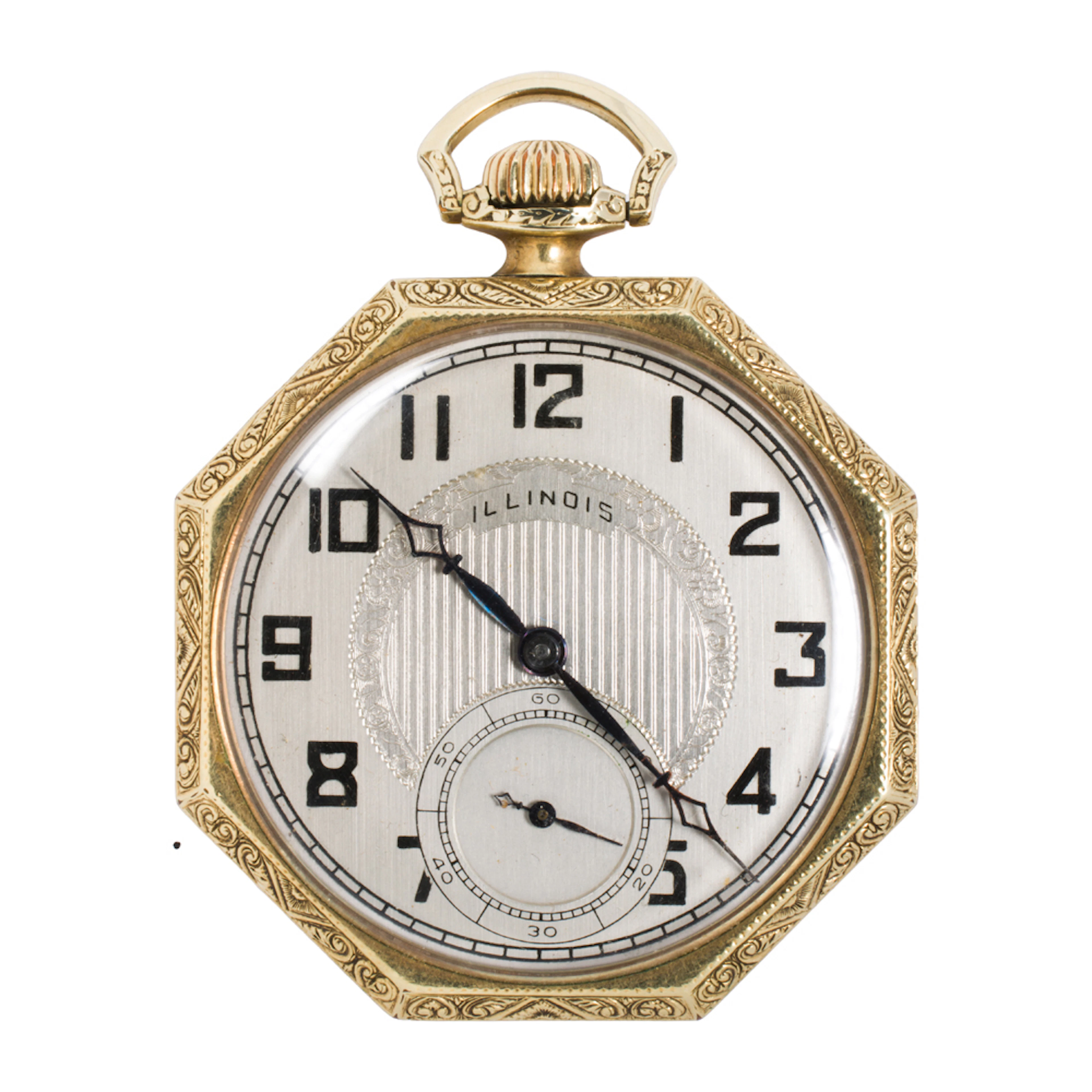 An antique Illinois Time King gold-filled pocket watch