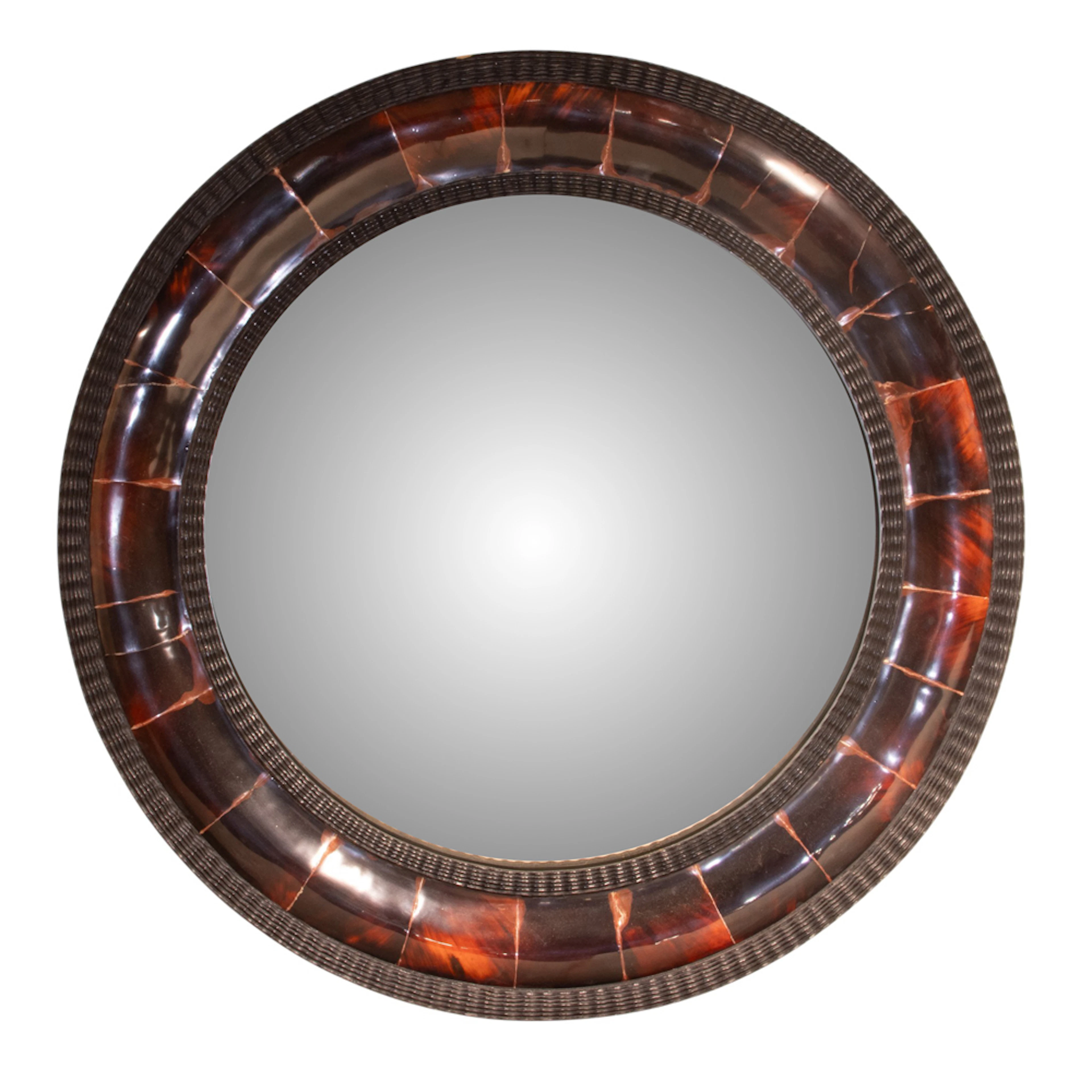 A Continental style faux-tortoiseshell bullseye mirror