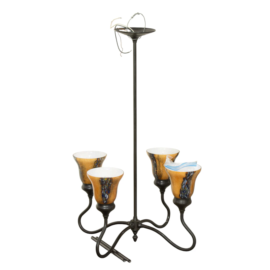 A Metro Lighting four-light chandelier in the Art Nouveau style