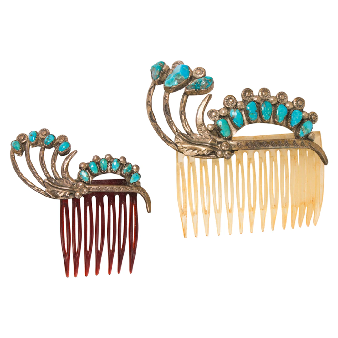 Two Native American ornamental hair combs