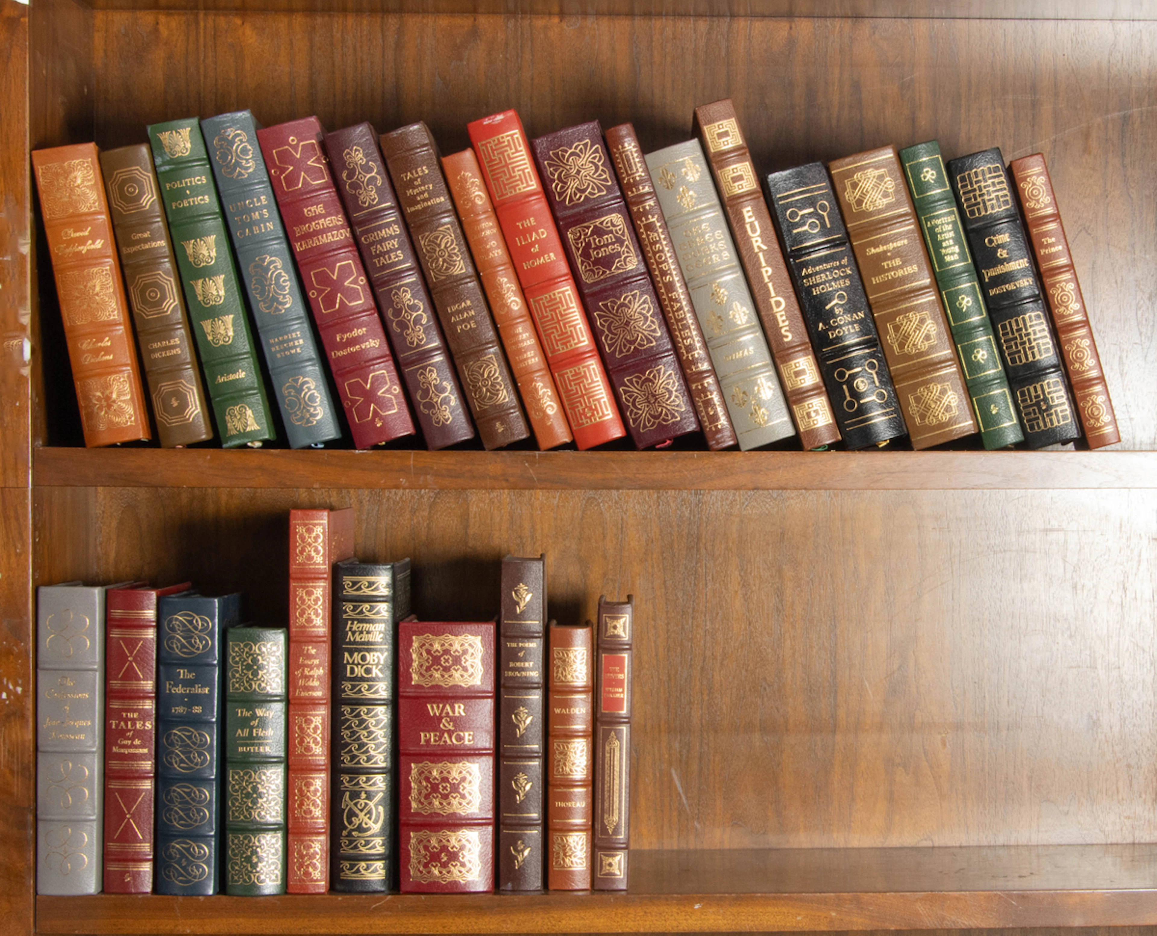 An assembled group of twenty-eight Easton Press leather-bound books