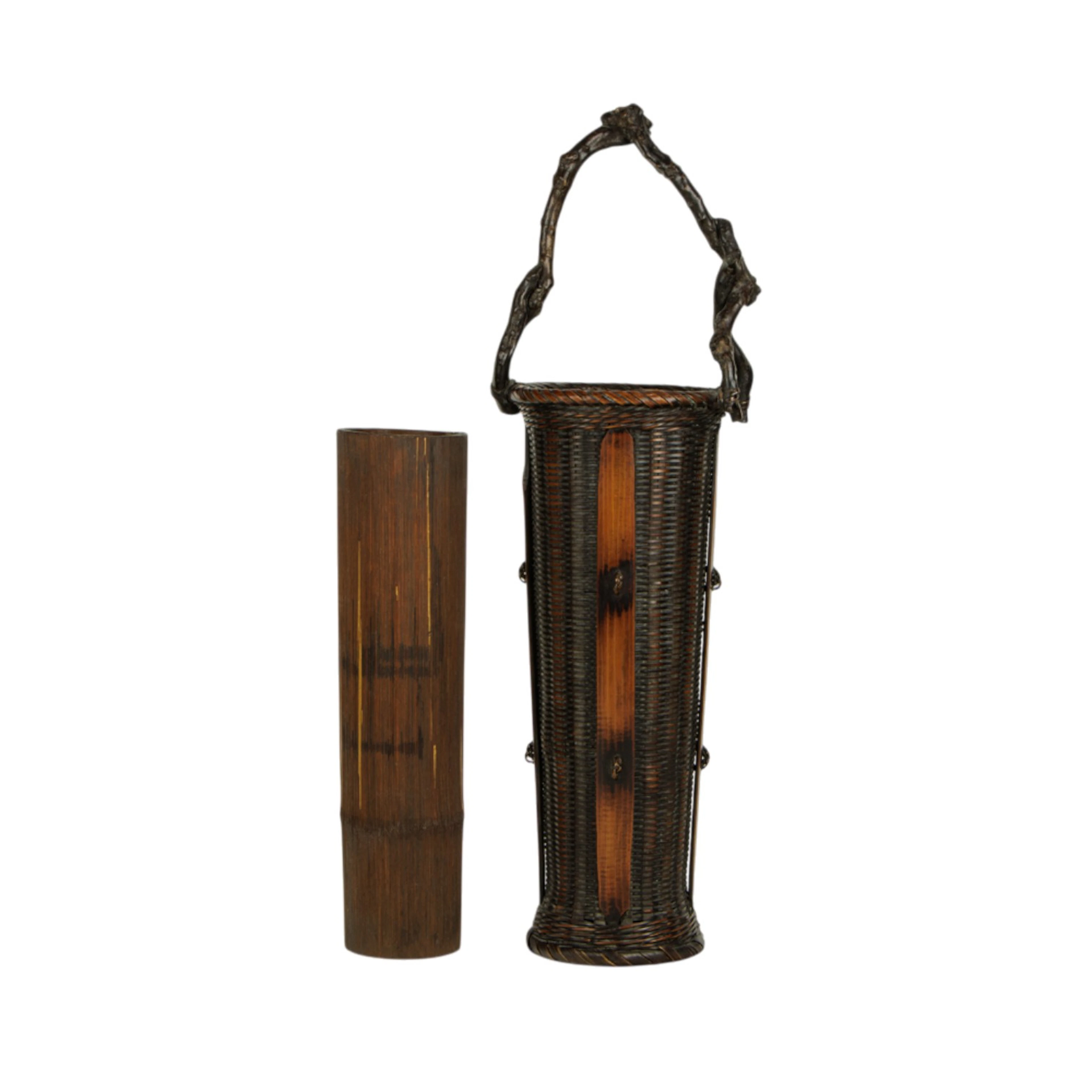 A Japaneses bamboo ikebana basket