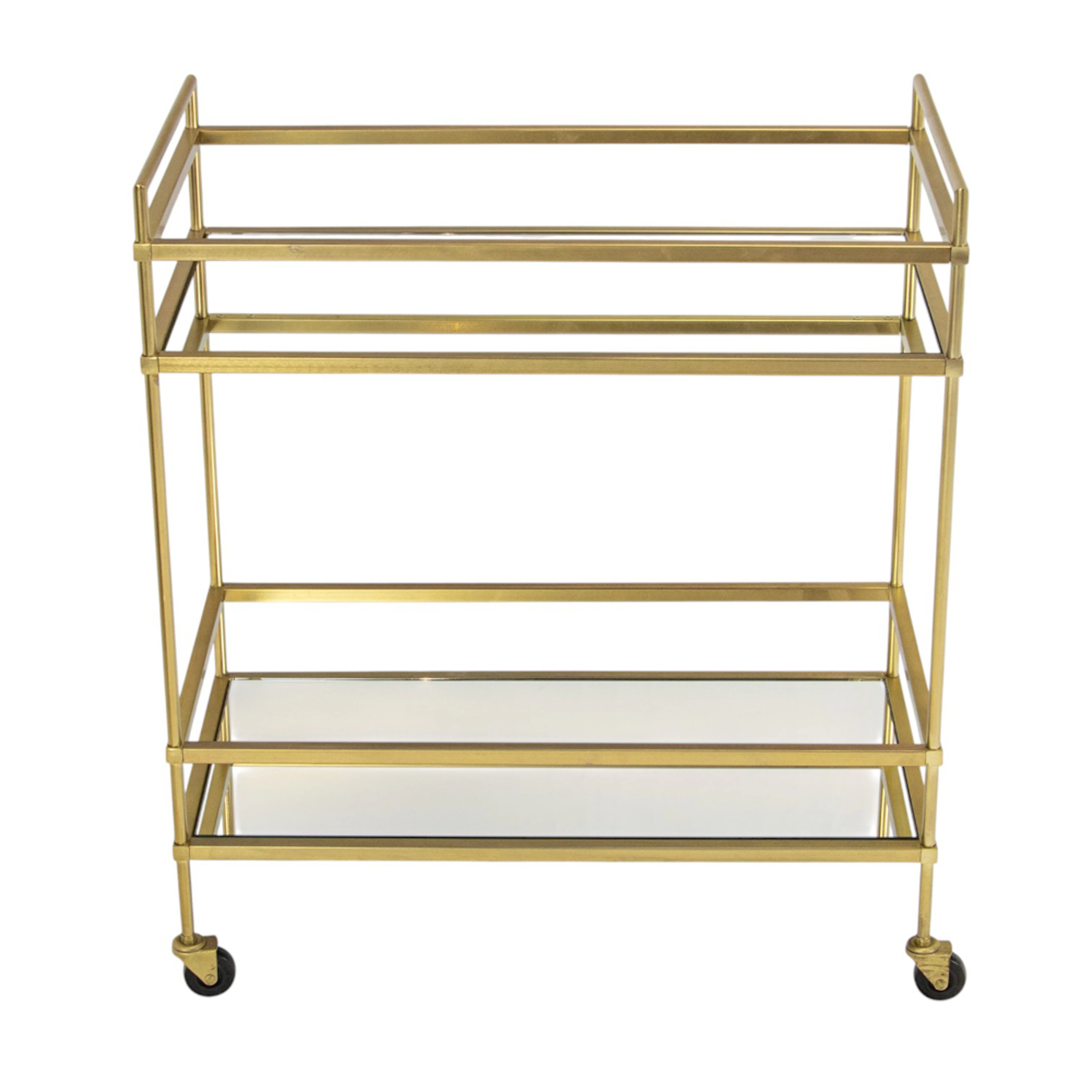 A contemporary bar cart