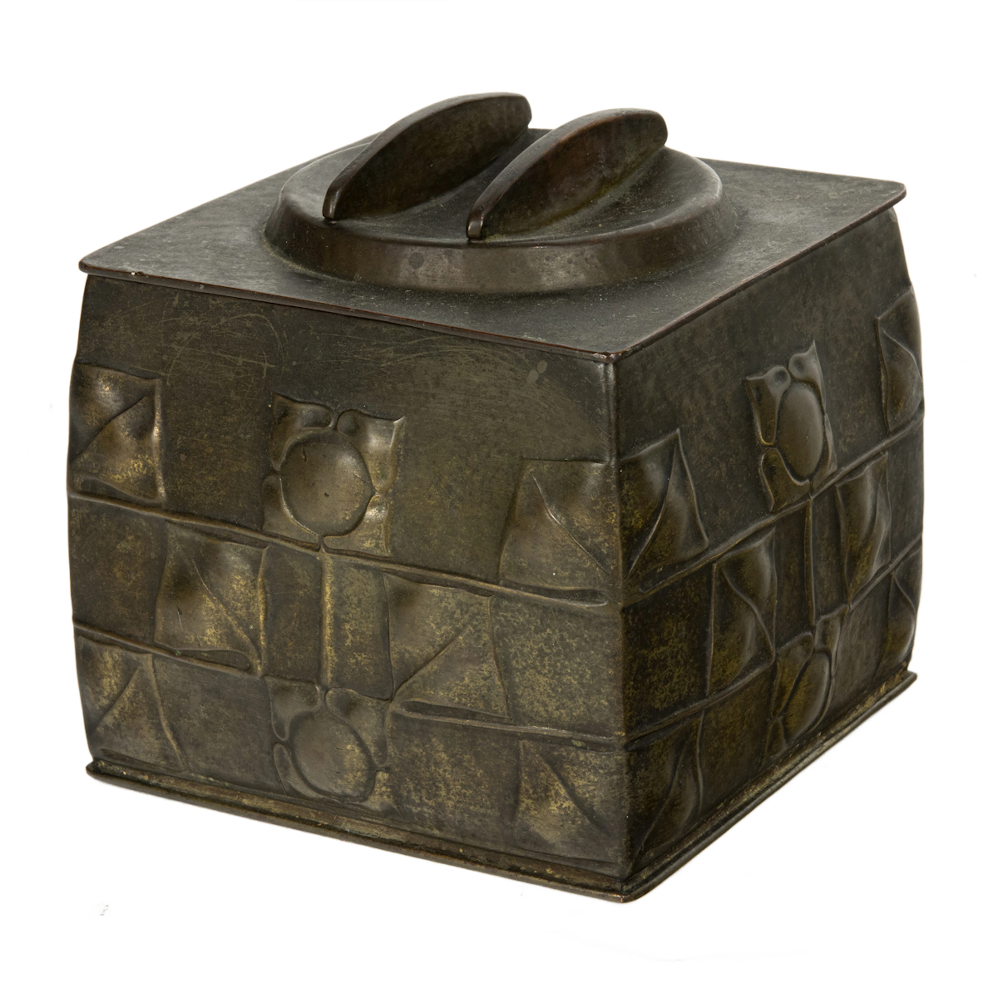 An American Arts & Crafts patinated metal humidor designed by Archibald Knox