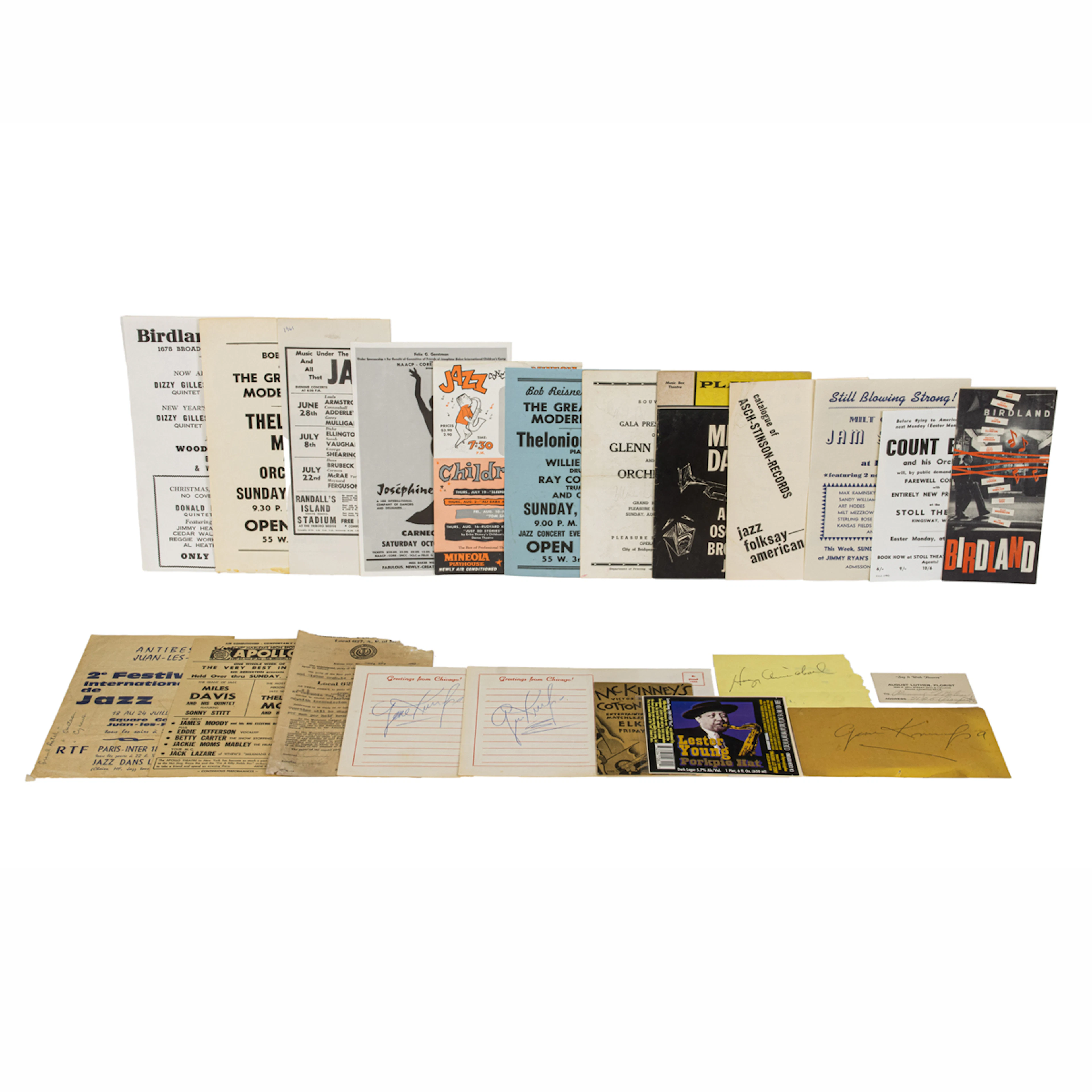 A collection of jazz flyers comprising Duke Ellington and Dave Brubeck