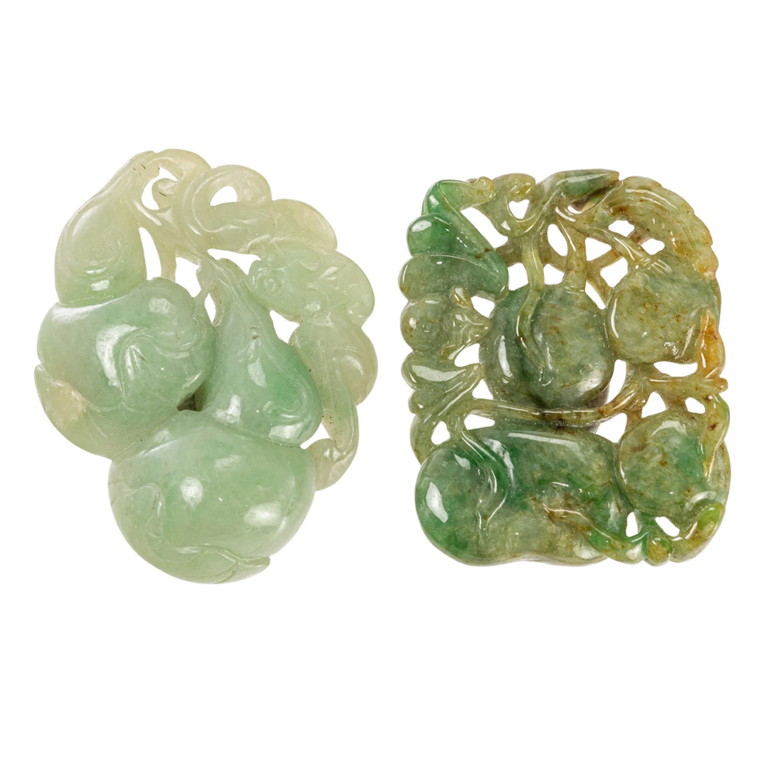 (lot of 2) Chinese green jadeite pendants