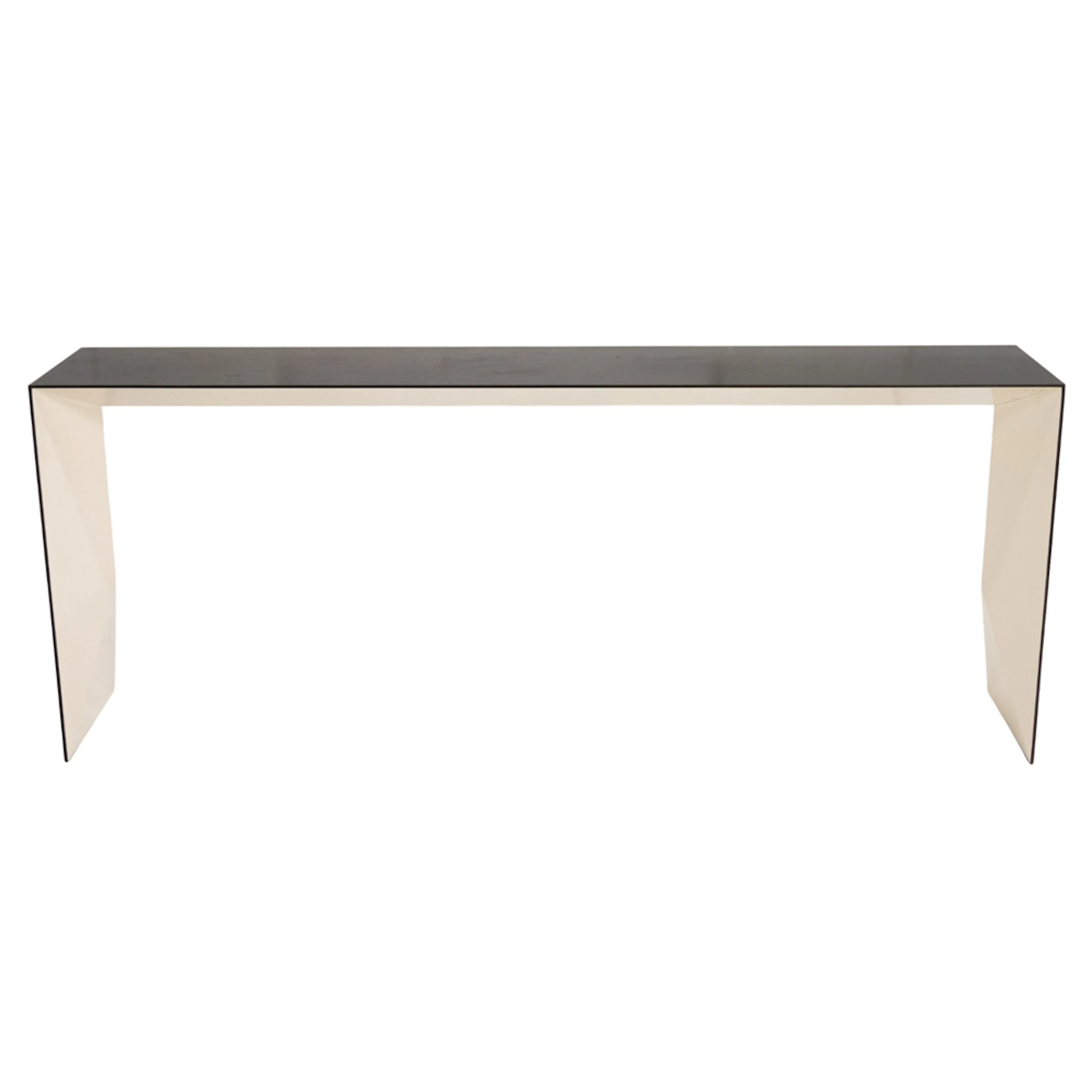 A contemporary steel and lacquer console table in the manner of Holly Hunt