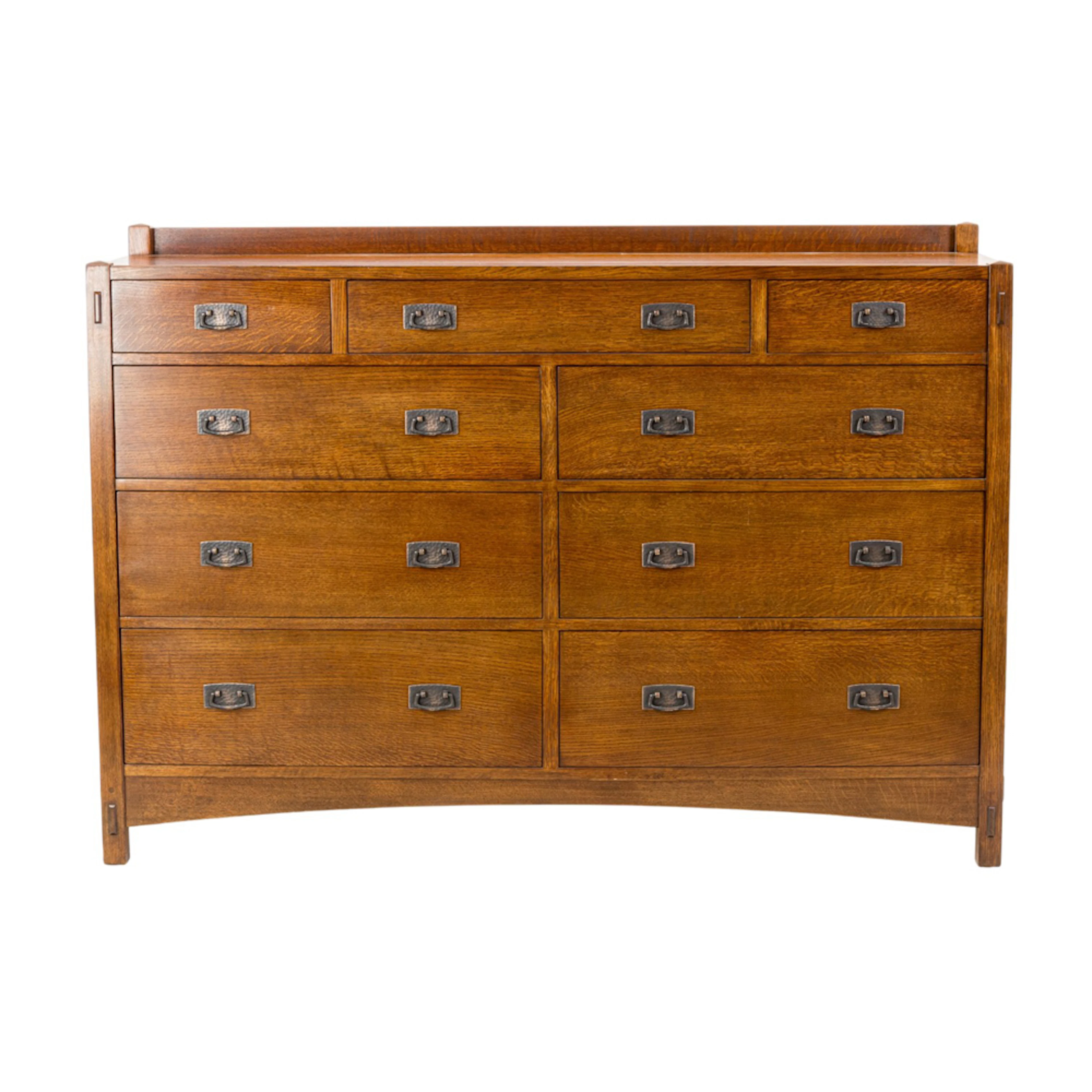 A large Arts and Crafts style Stickley Audi chest of drawers
