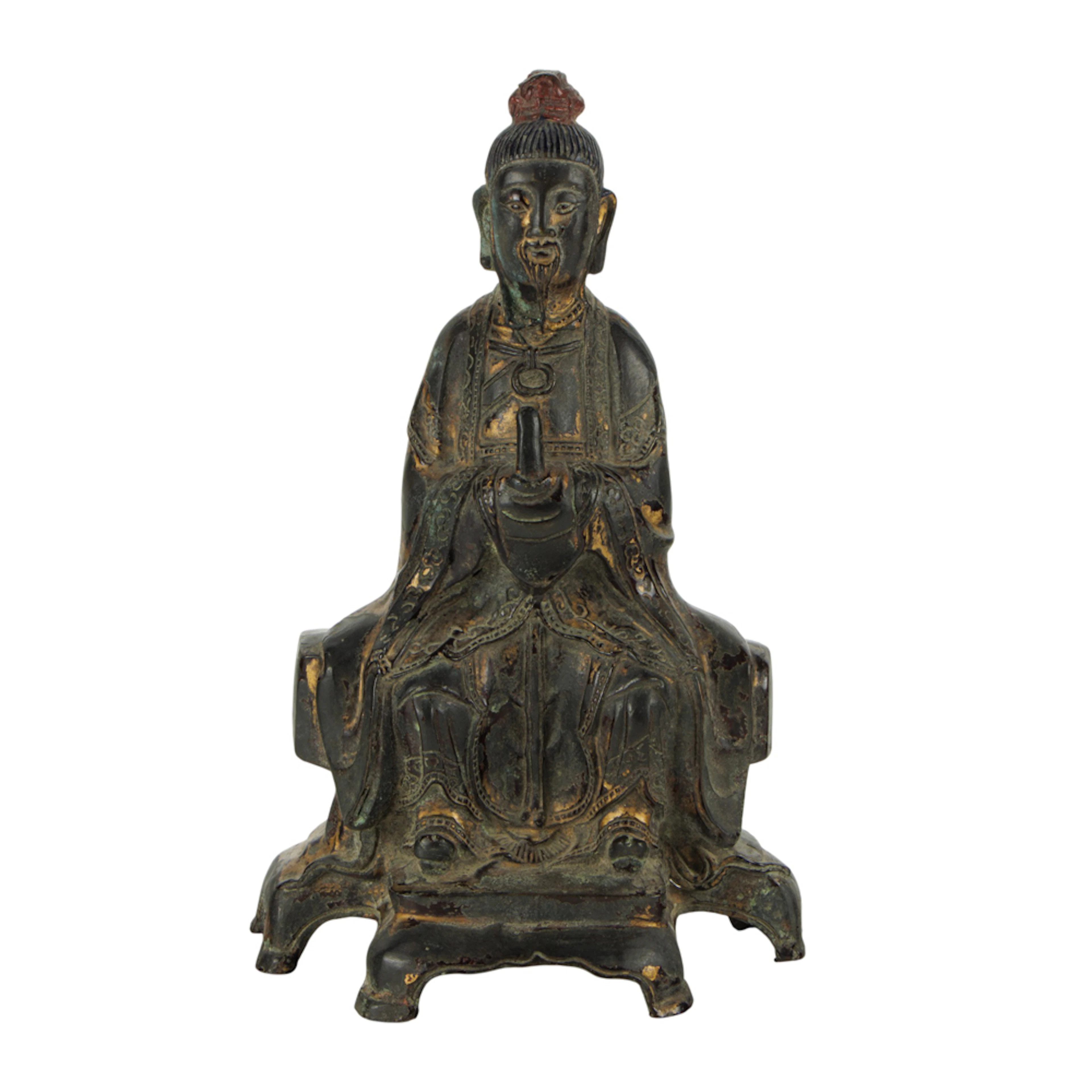 A Chinese lacquered bronze Daoist figure