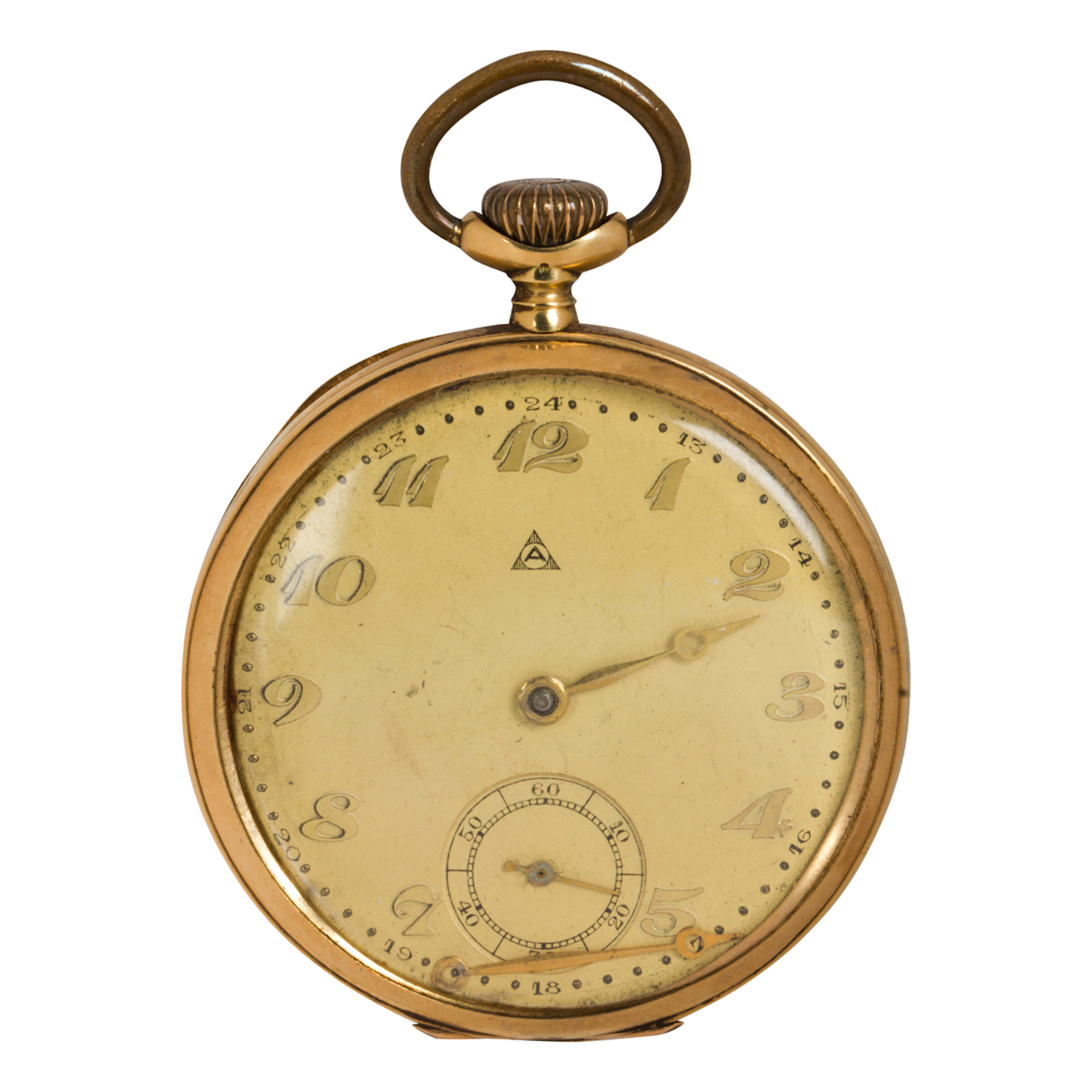 An Alpina 14k gold and base metal pocket watch