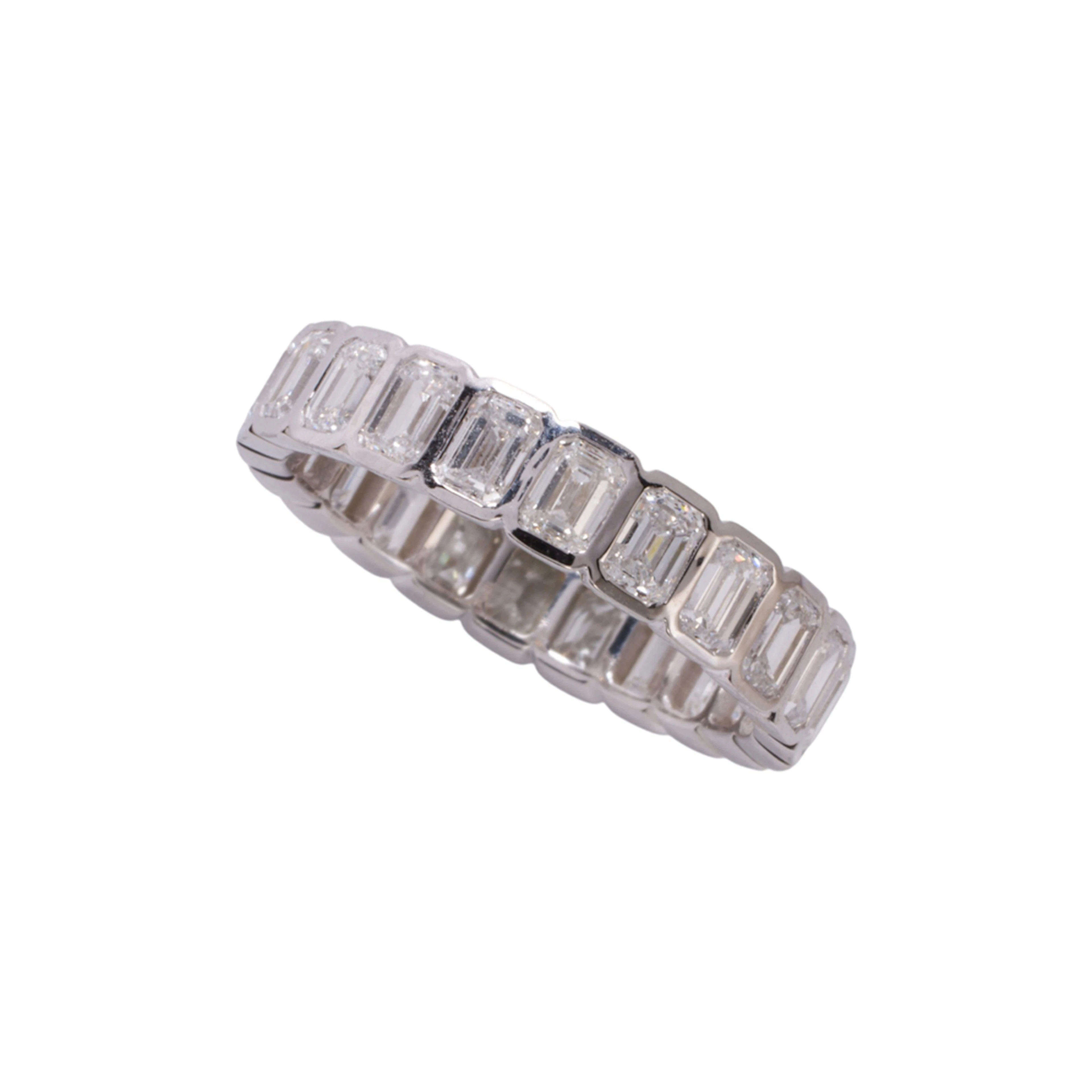 A lab-grown diamond and 14k white gold eternity band