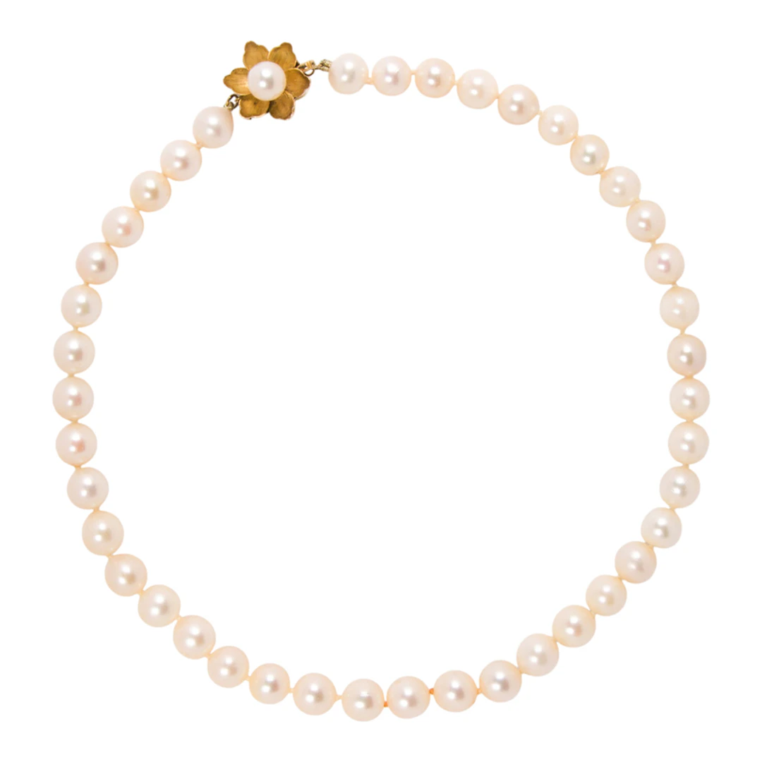 A cultured pearl and 14k gold necklace