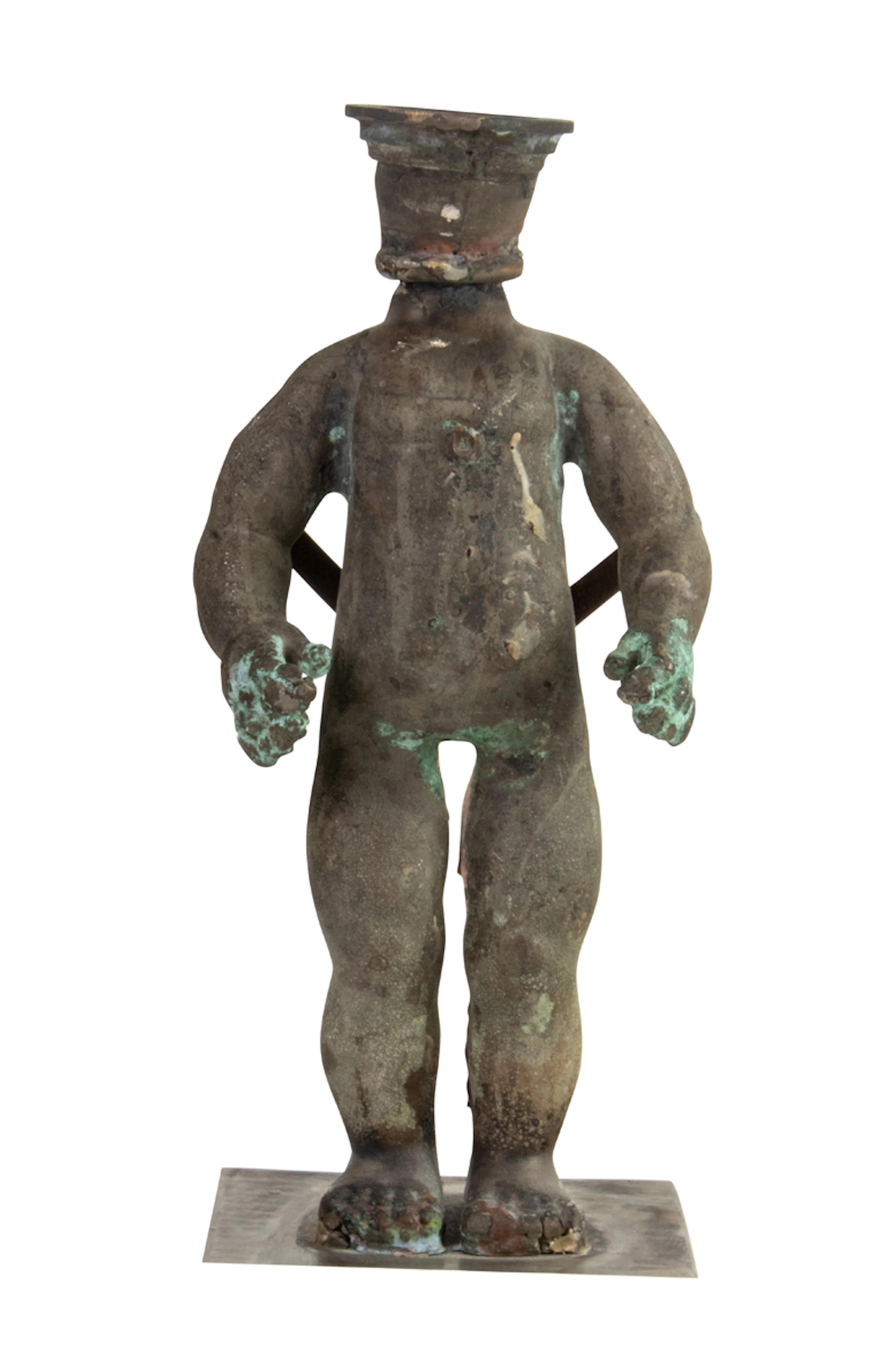 A Steampunk metal baby doll figural table lamp