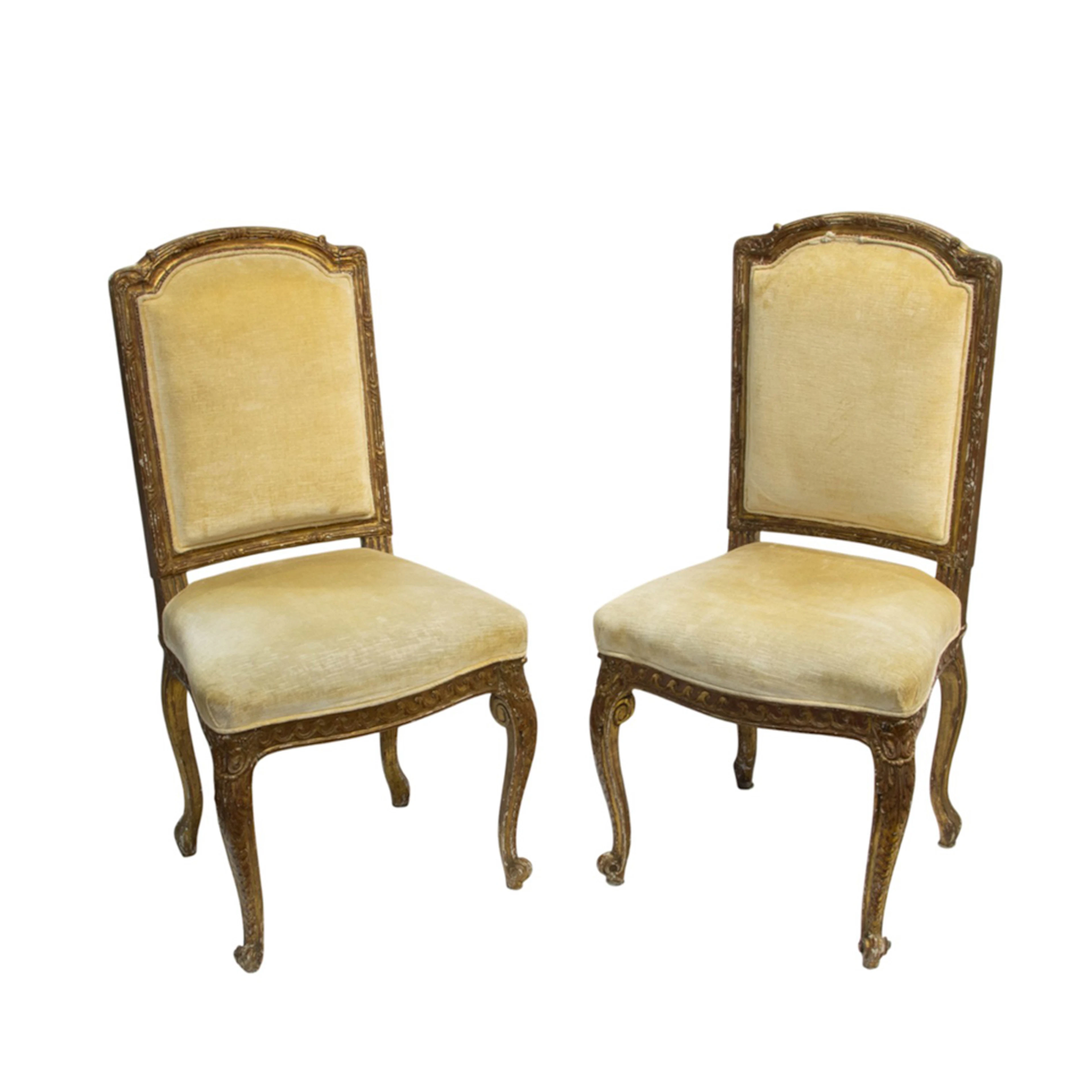 A pair of fine French giltwood side chairs