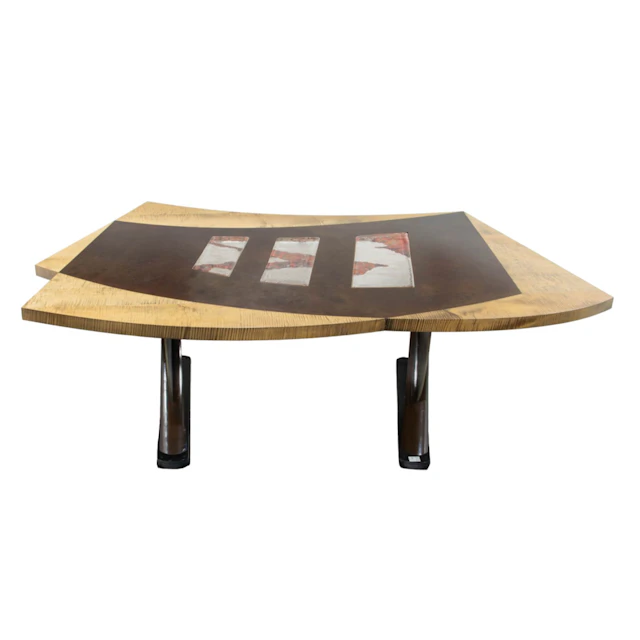 A custom contemporary cased glass and steel dining table 21st century