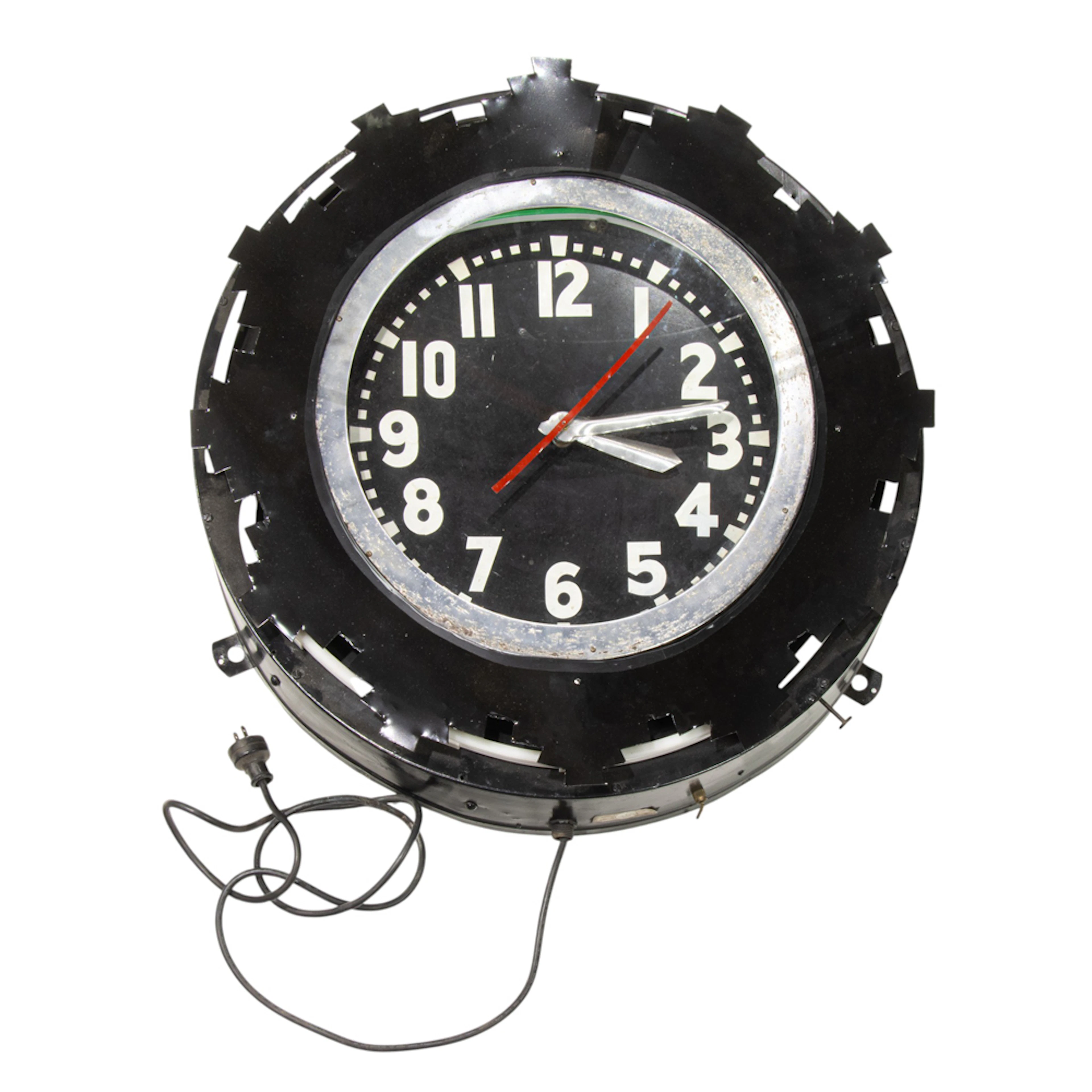 An Art Deco 'Aztec' neon clock
