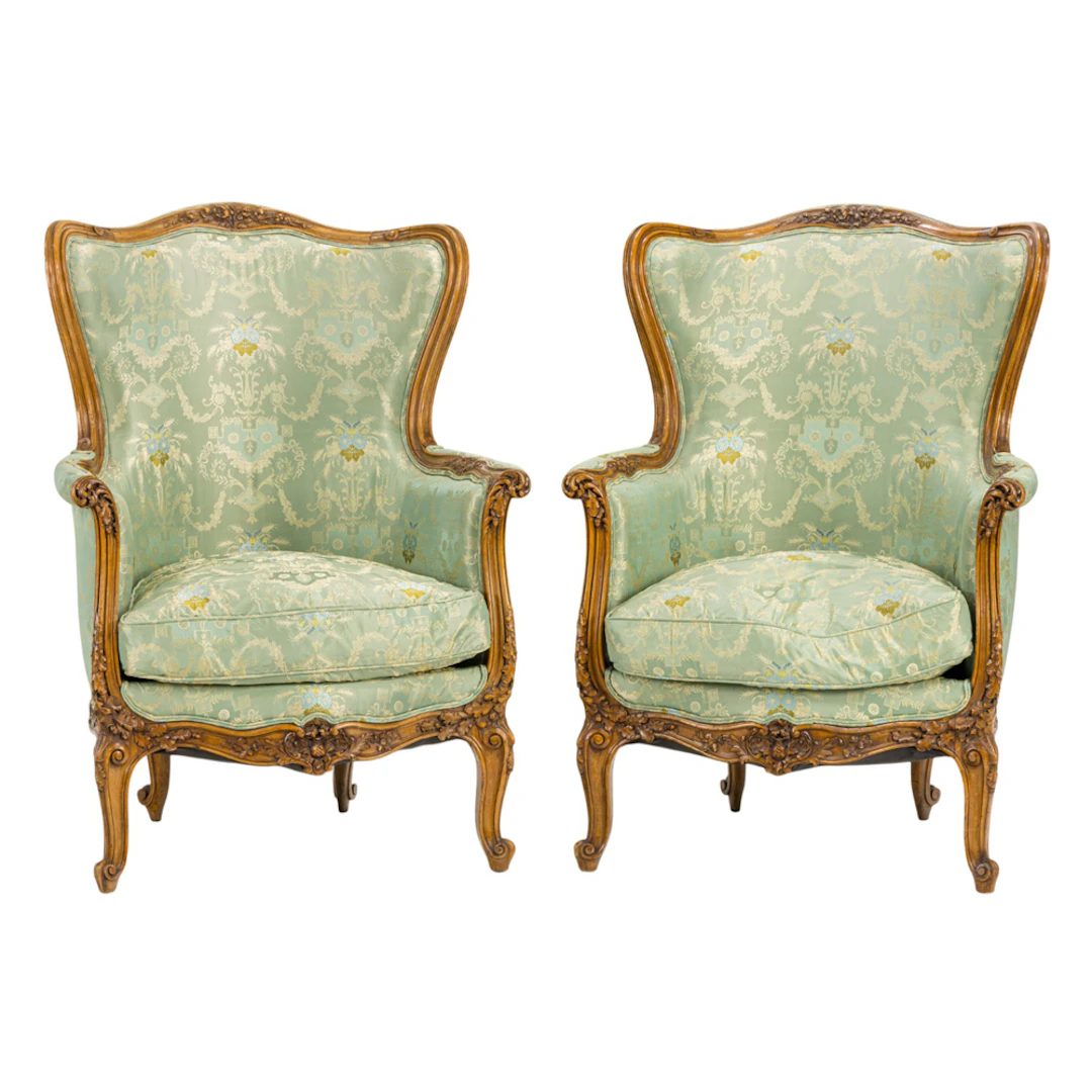 A pair of Louis XV style bergeres
