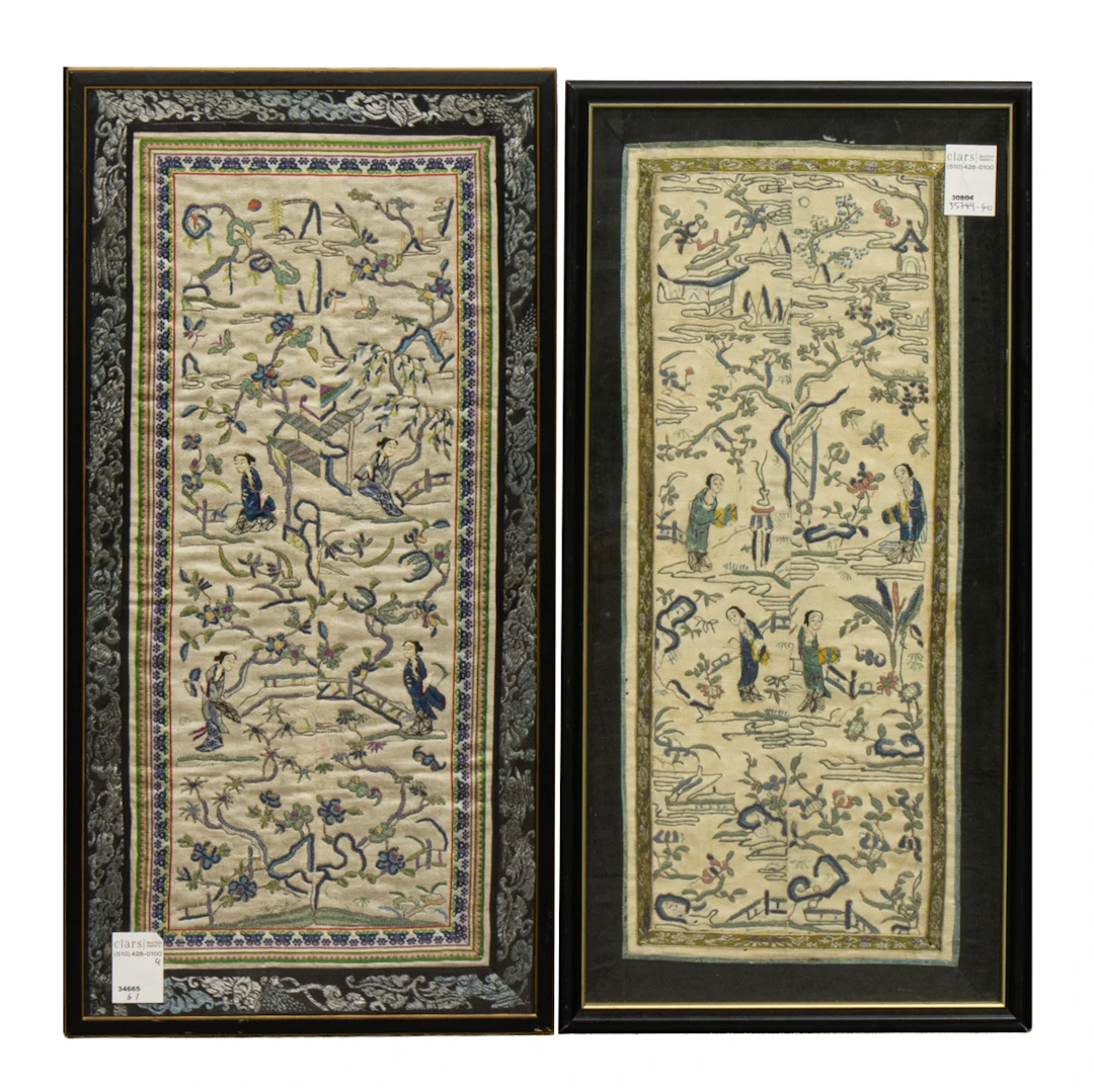 A pair of Chinese embroidered sleeve bands