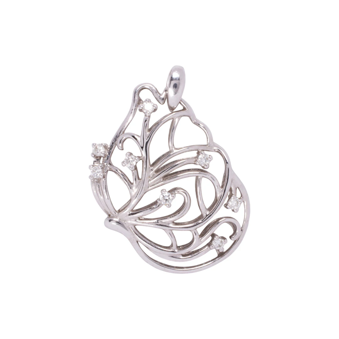A diamond and 14k white gold pendant