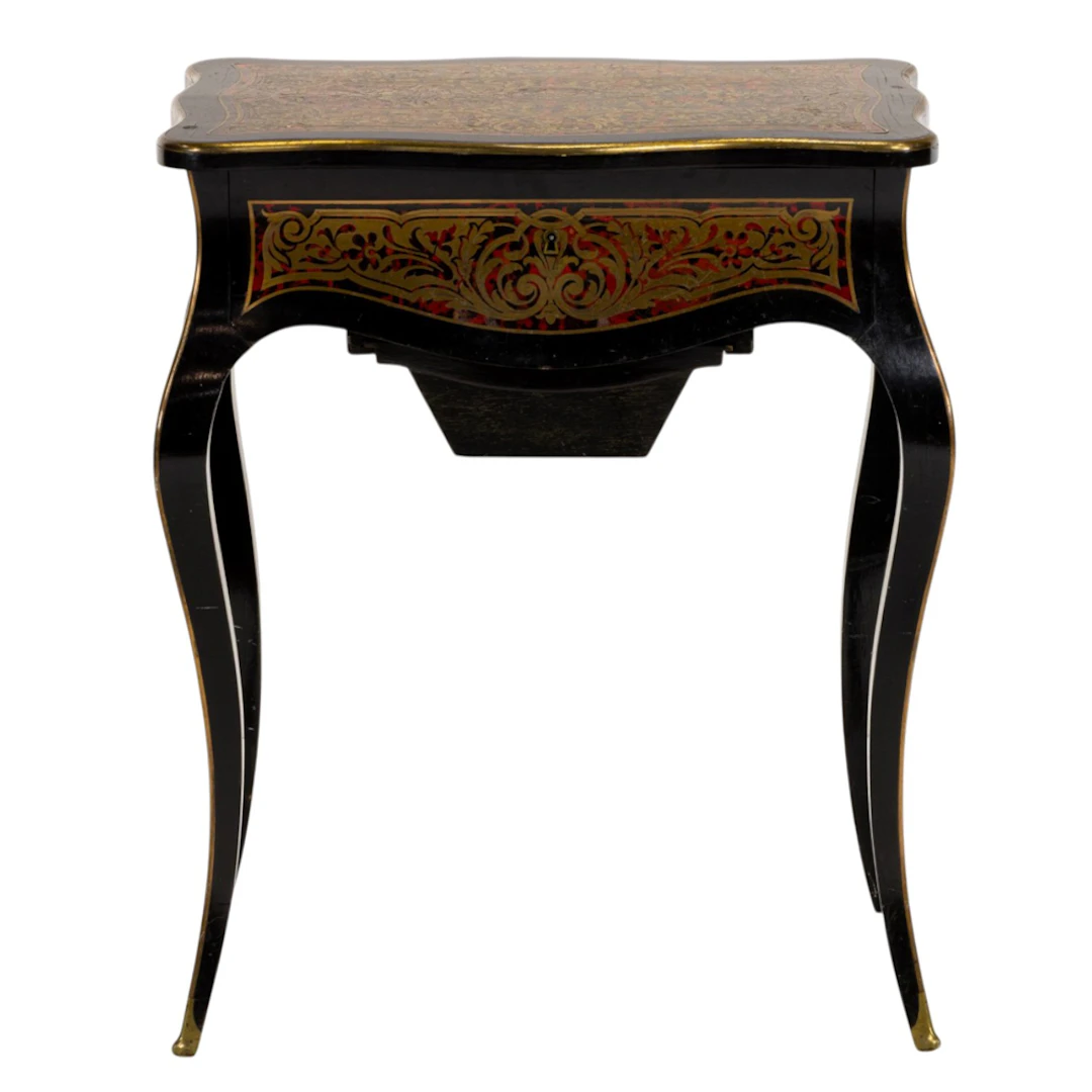 A Napoleon III style boulle marquetry inlaid and ebonized wood vanity table