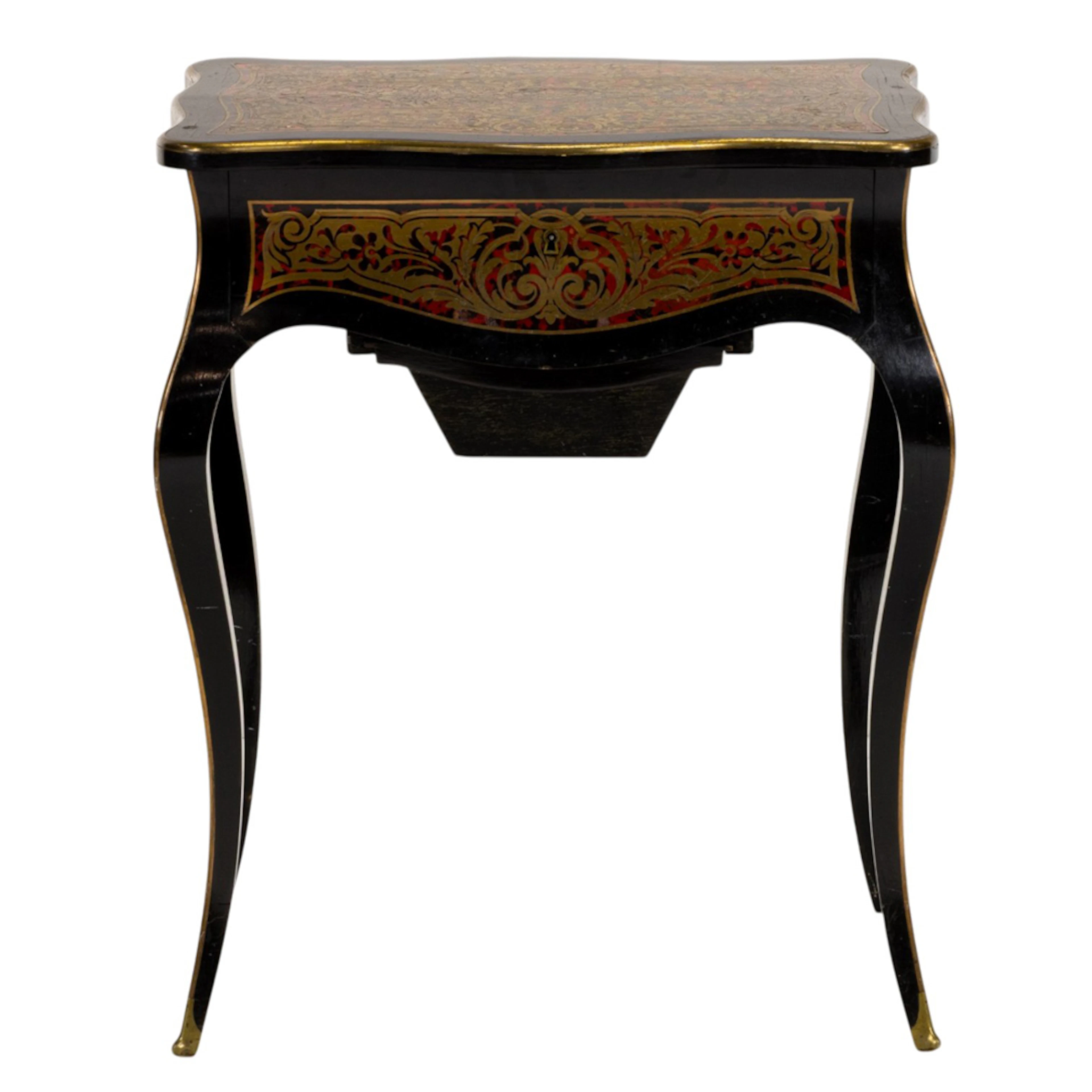 A Napoleon III style boulle marquetry inlaid and ebonized wood vanity table