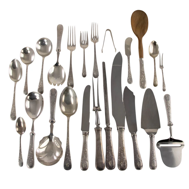 A Canadian sterling flatware set