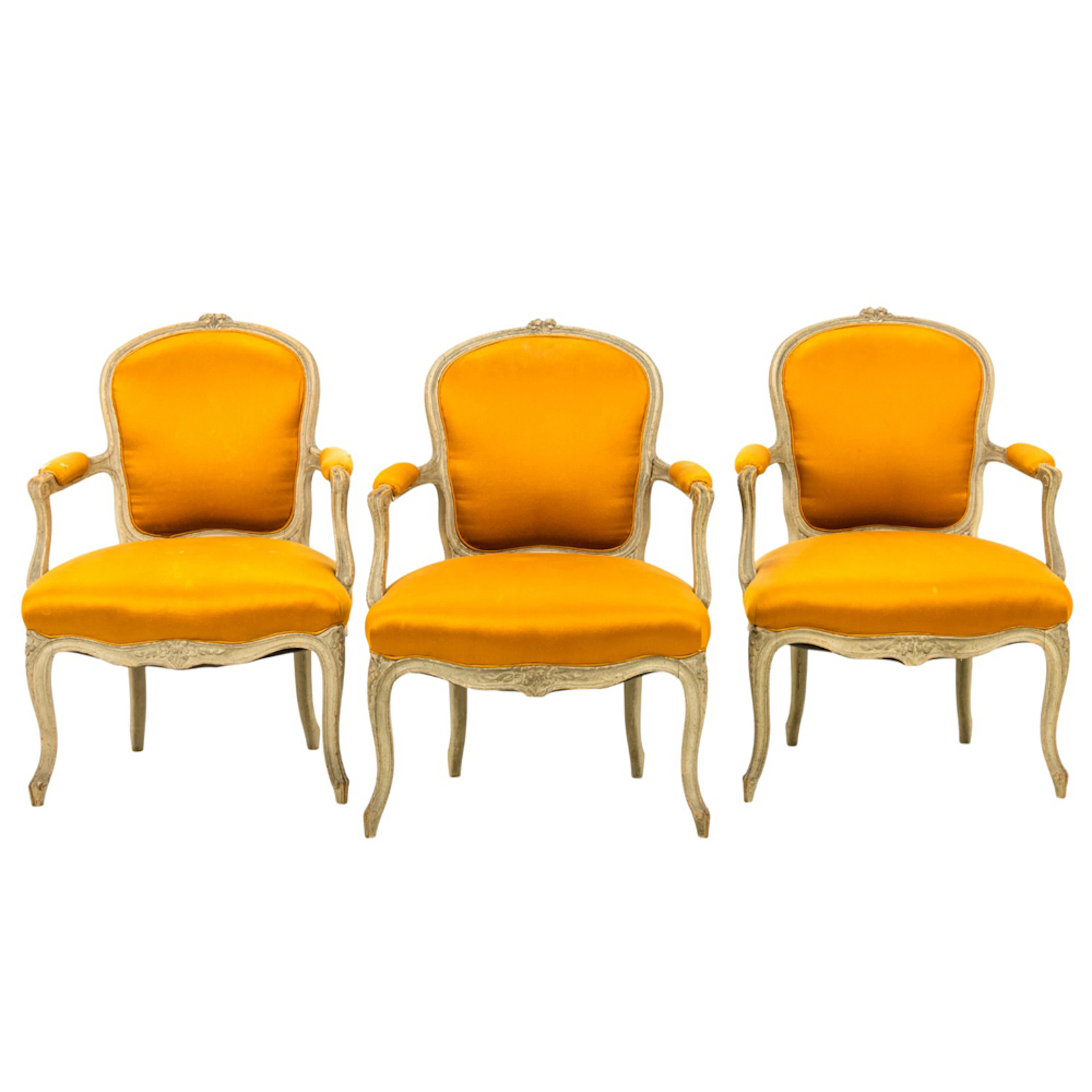 A group of three Louis XV style armchairs