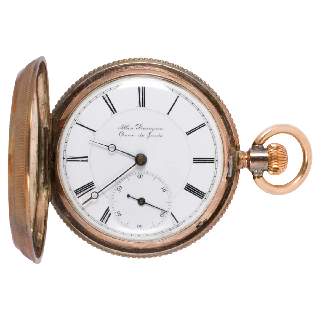 An Albin Bourguin yellow metal pocket watch