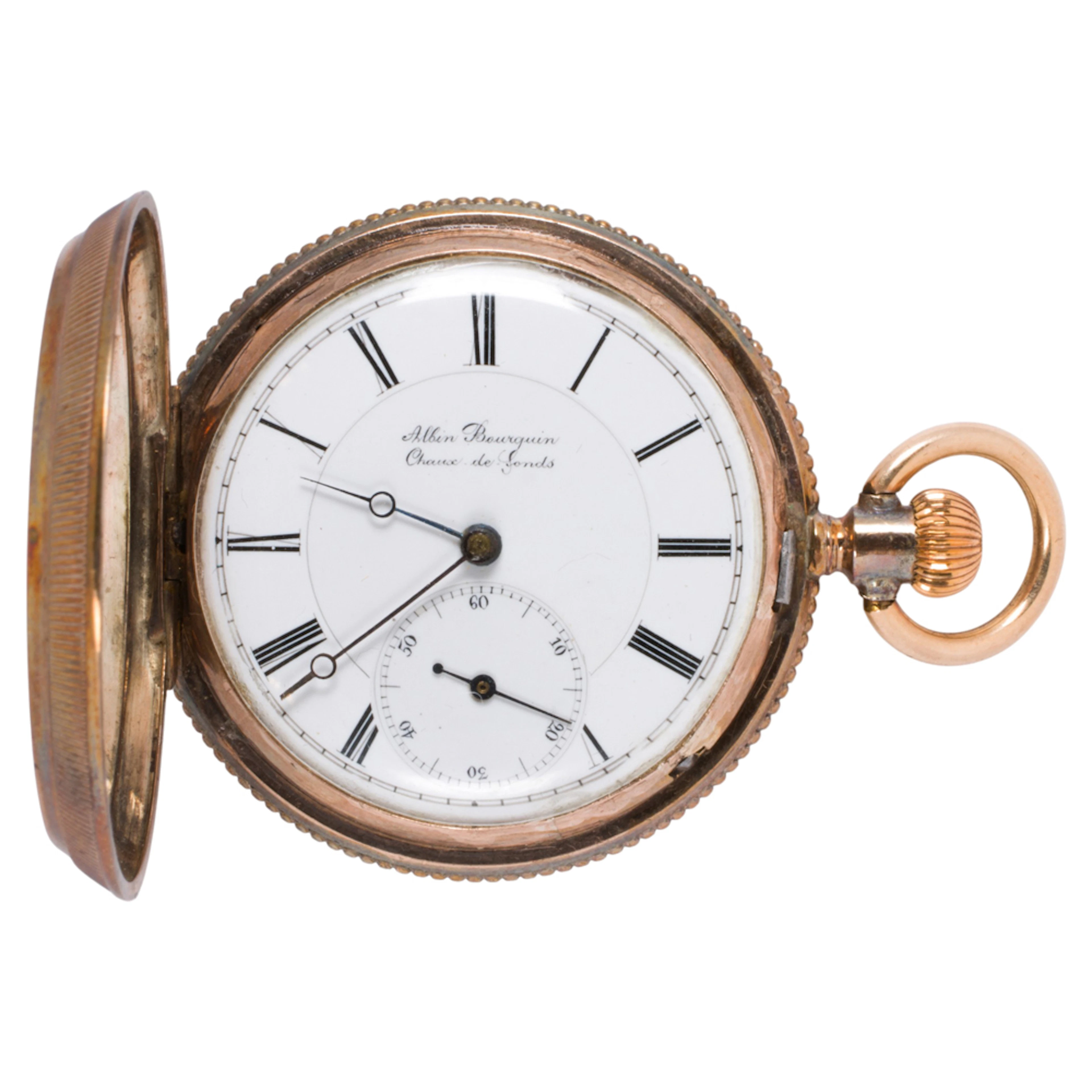 An Albin Bourguin yellow metal pocket watch