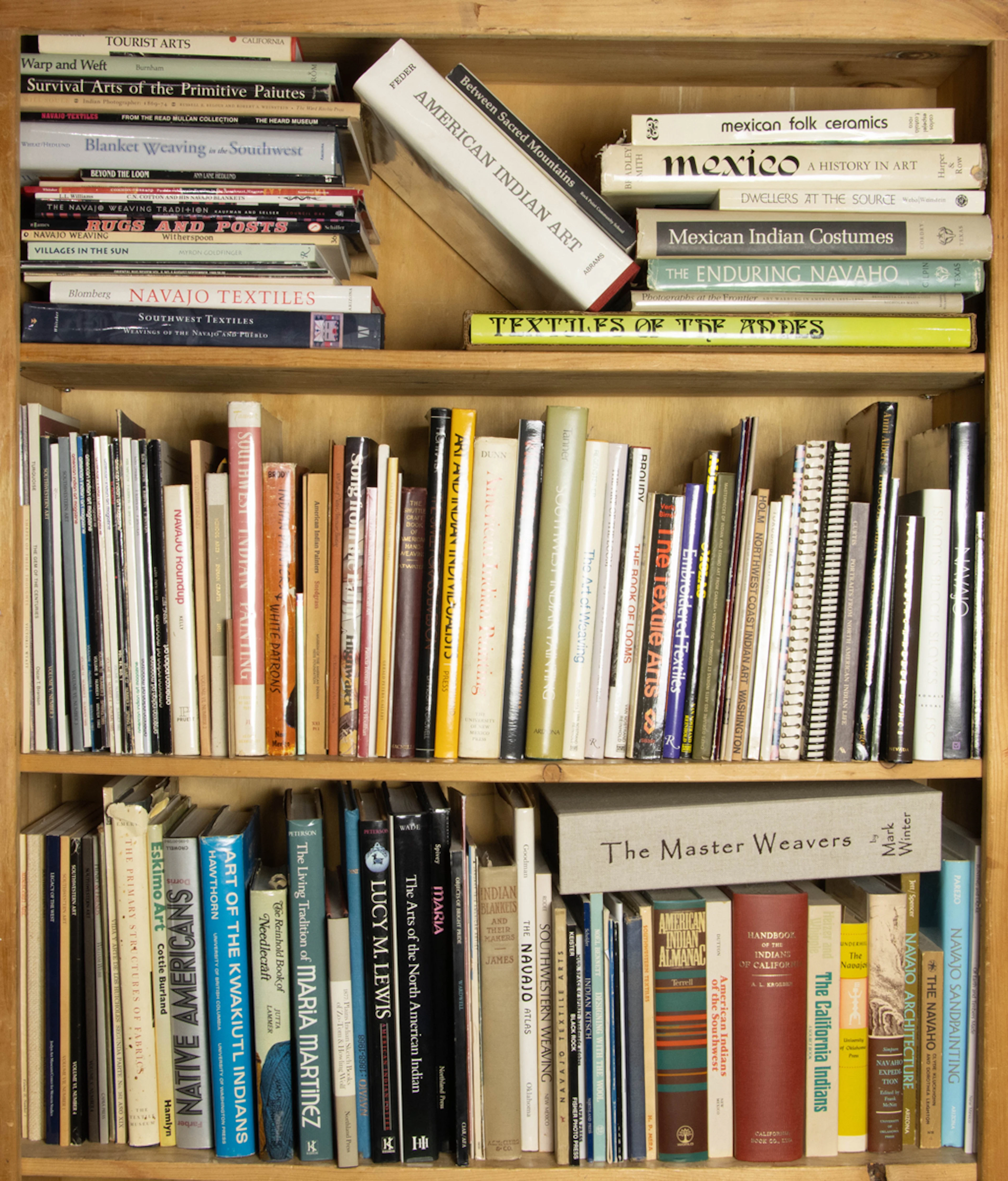 An assembled group of books mainly on Indigenous art and visual culture