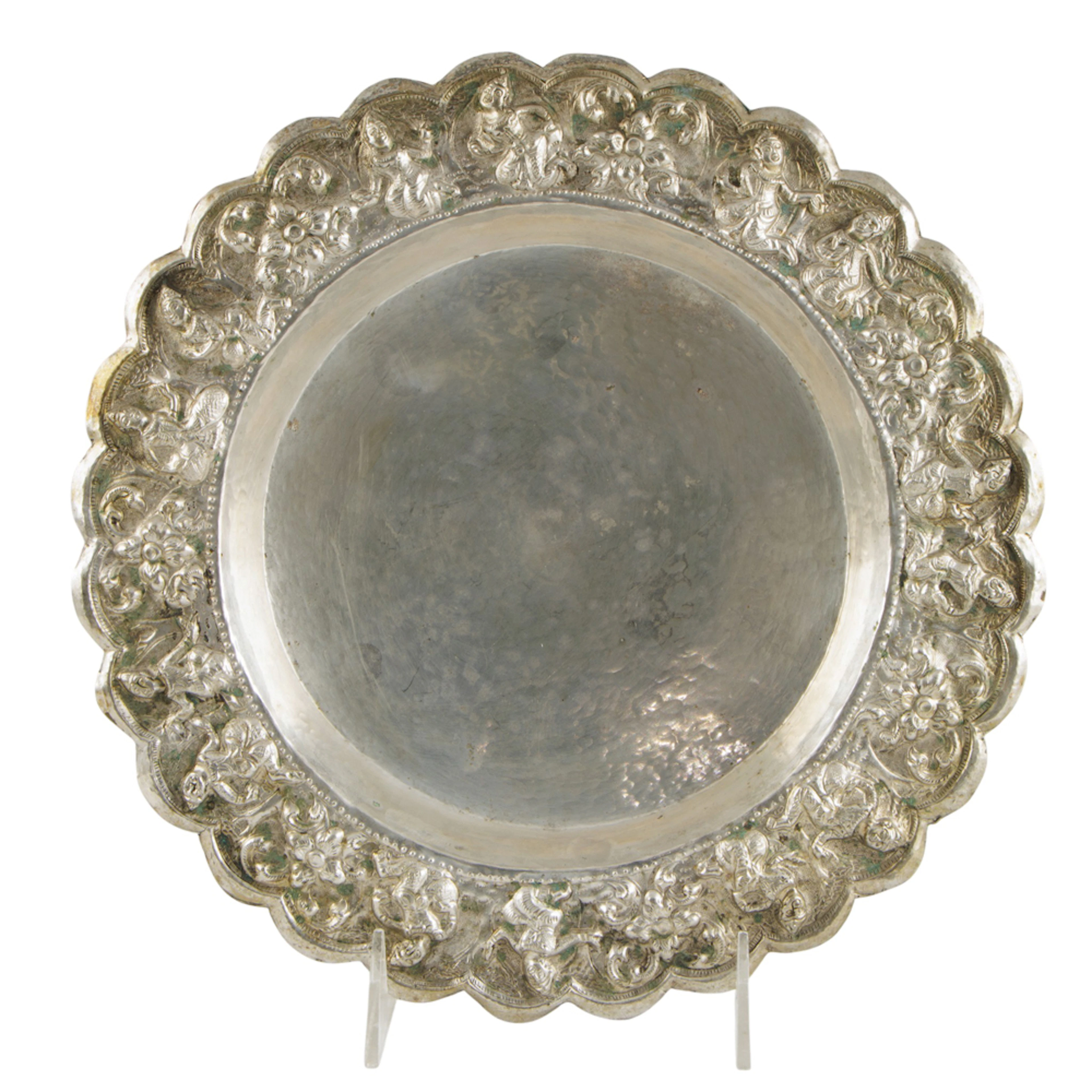 A Burmese silver dish