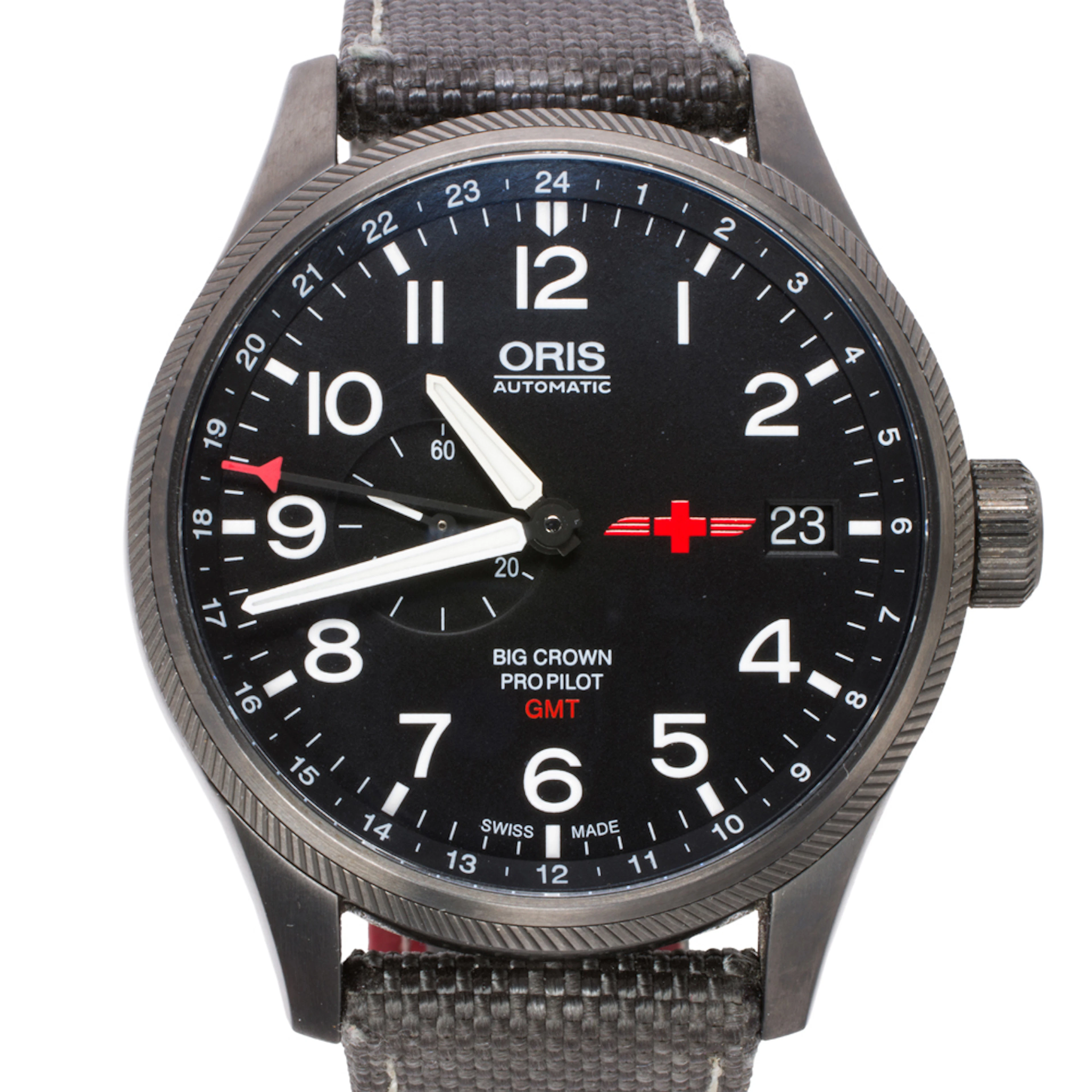 An Oris Big Crown Pro Pilot GMT stainless steel watch