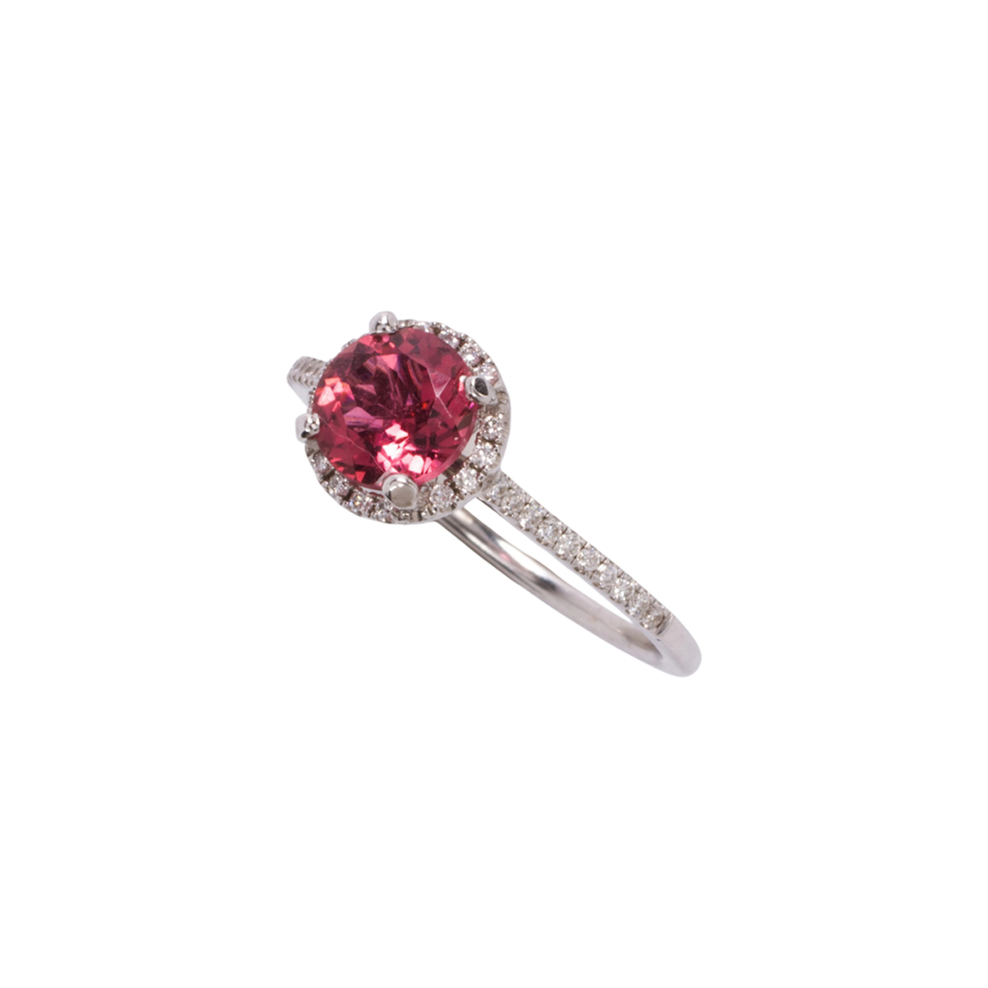 A tourmaline, diamond and 14k white gold ring