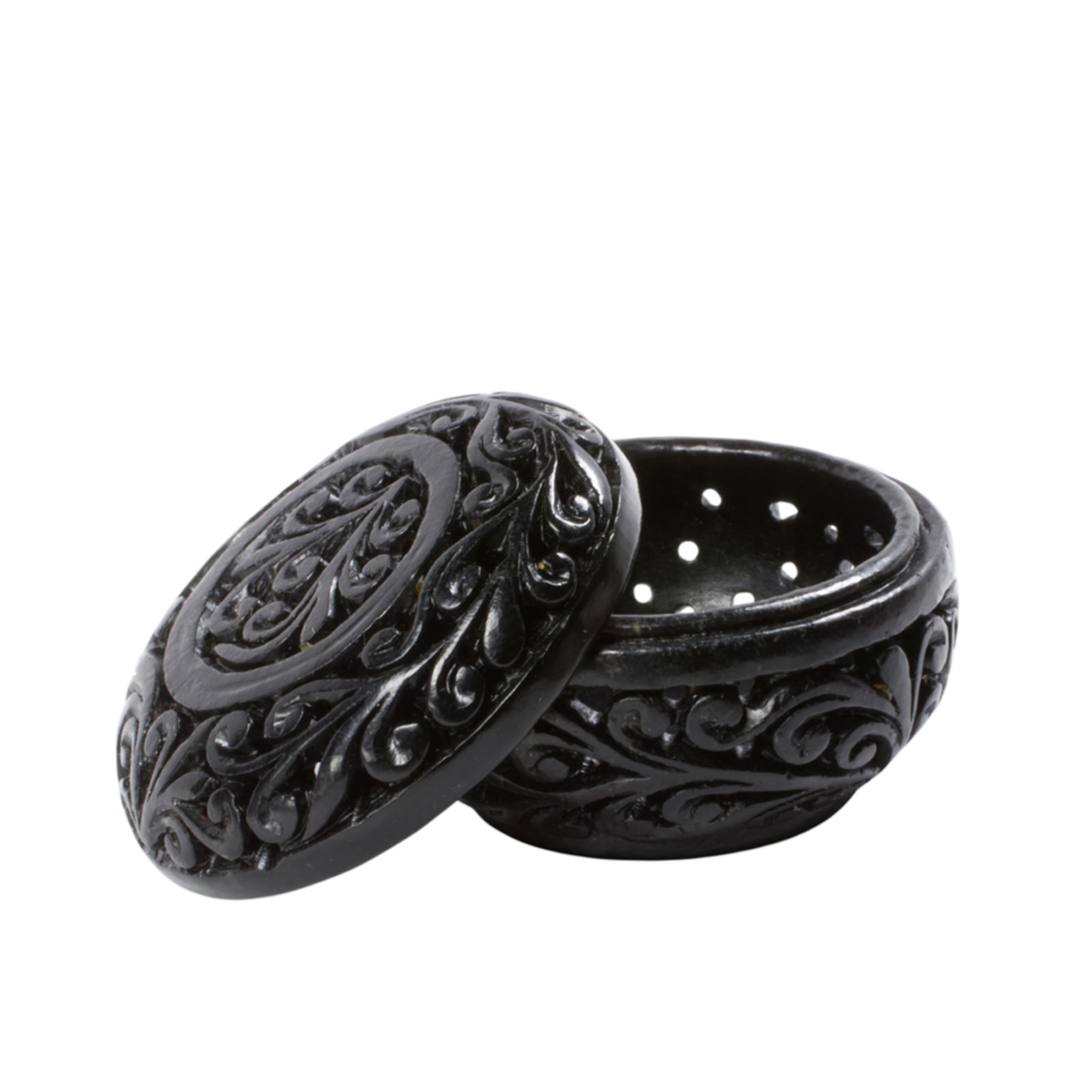 A Chinese black jade incense box