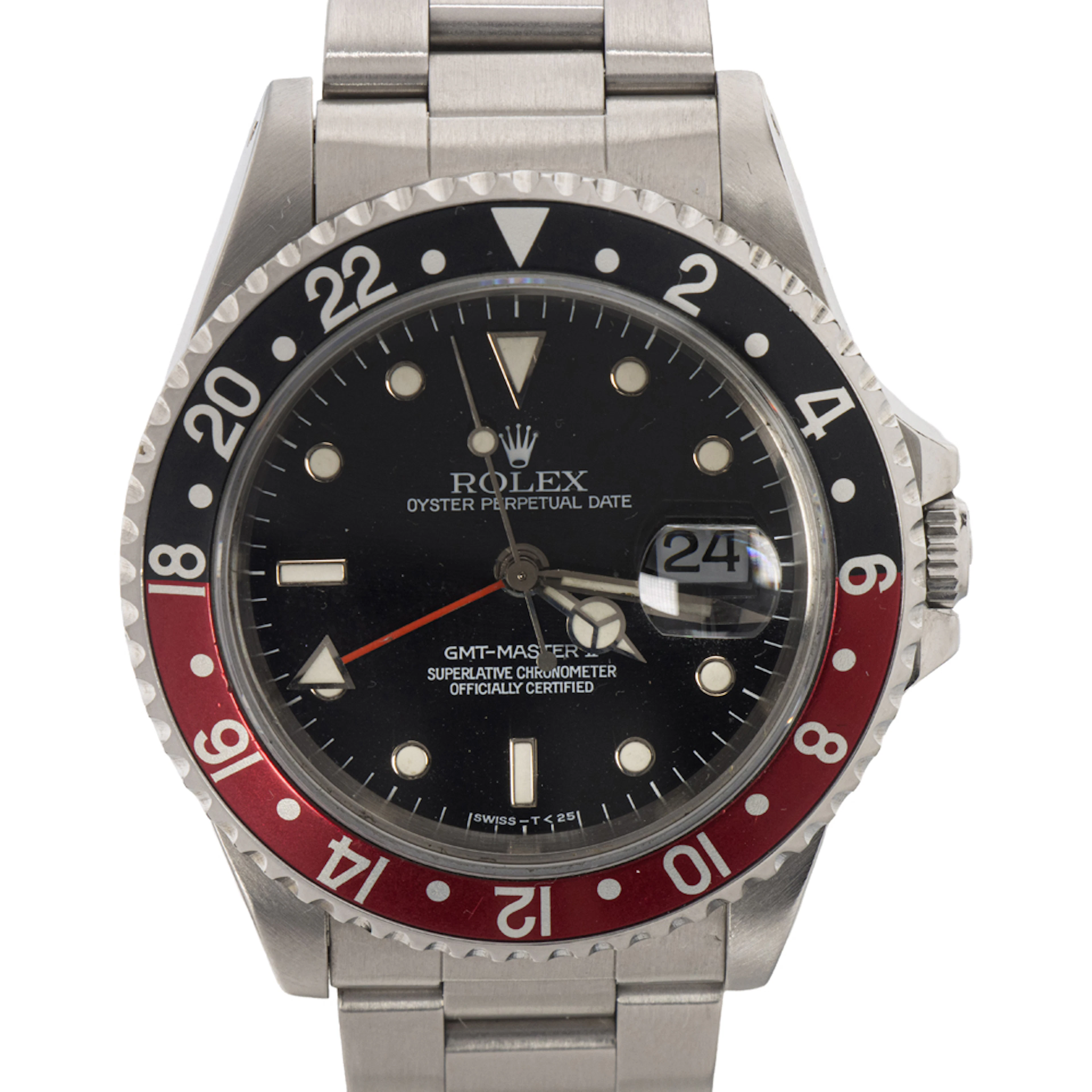 A Rolex GMT Master 2 Coke dial stainless steel watch