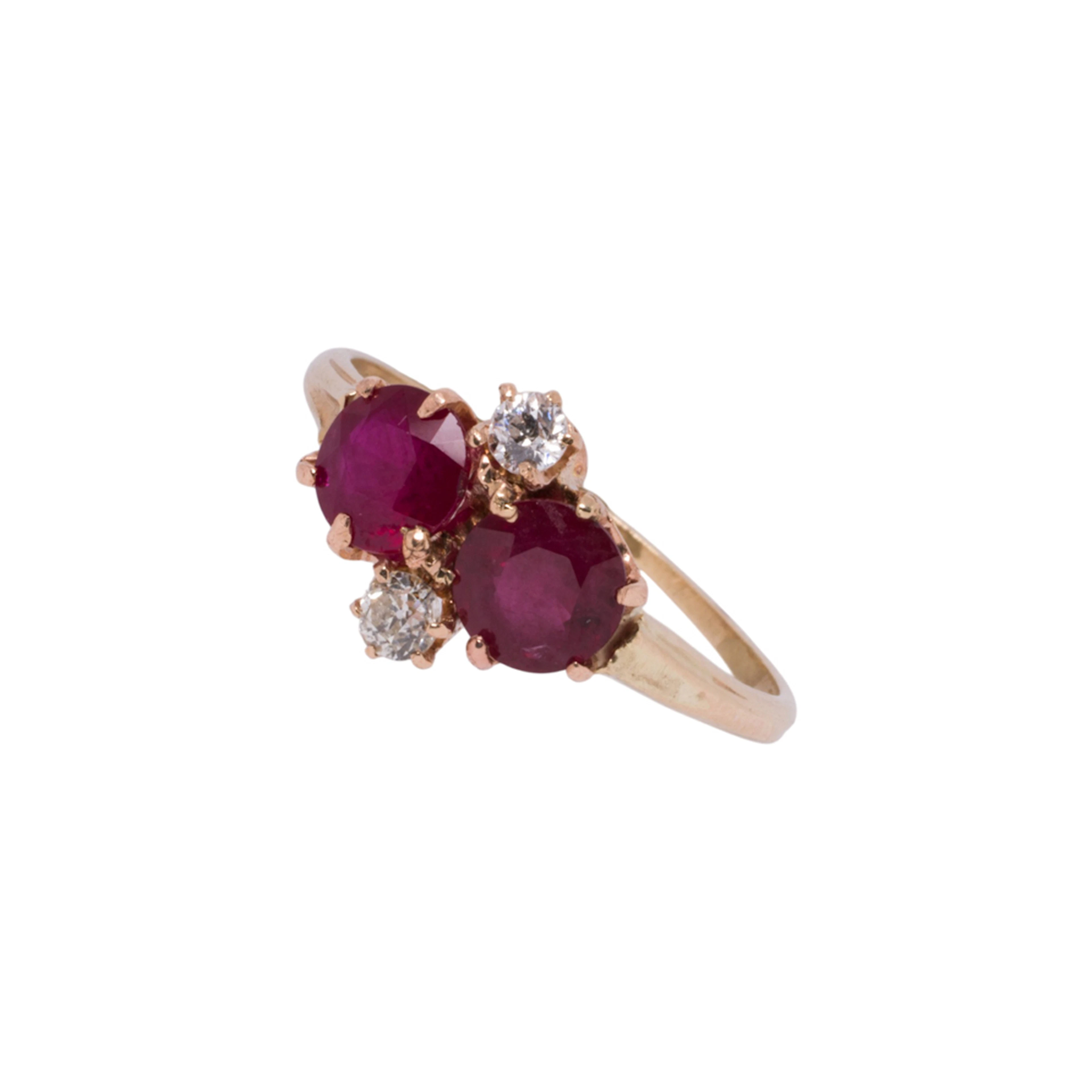 A ruby, diamond and 14k gold ring