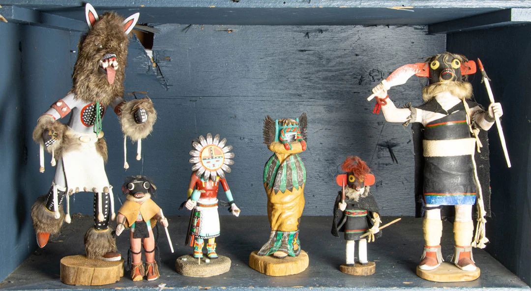 Six Hopi kachina dolls