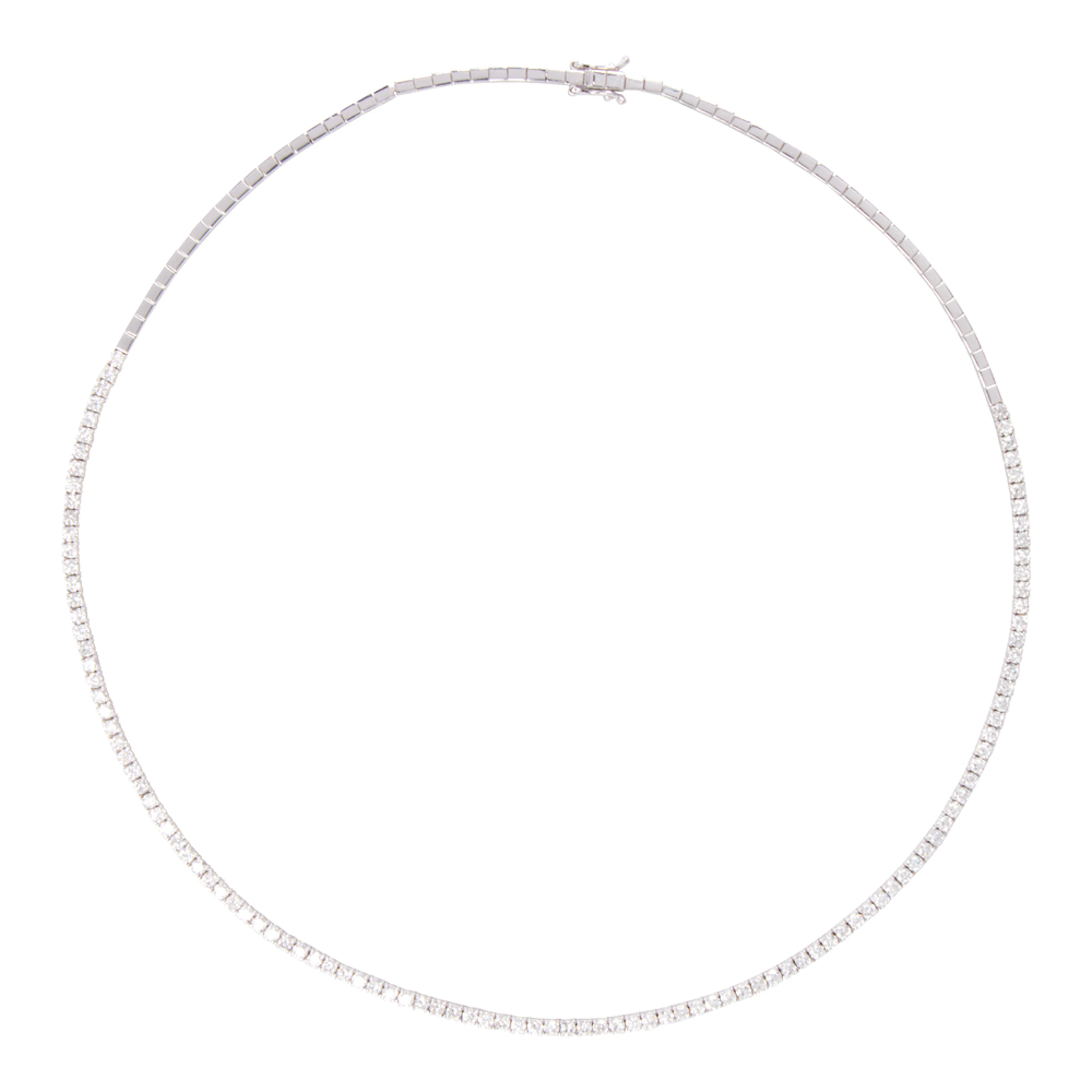 A lab grown diamond and 14k white gold tennis necklace