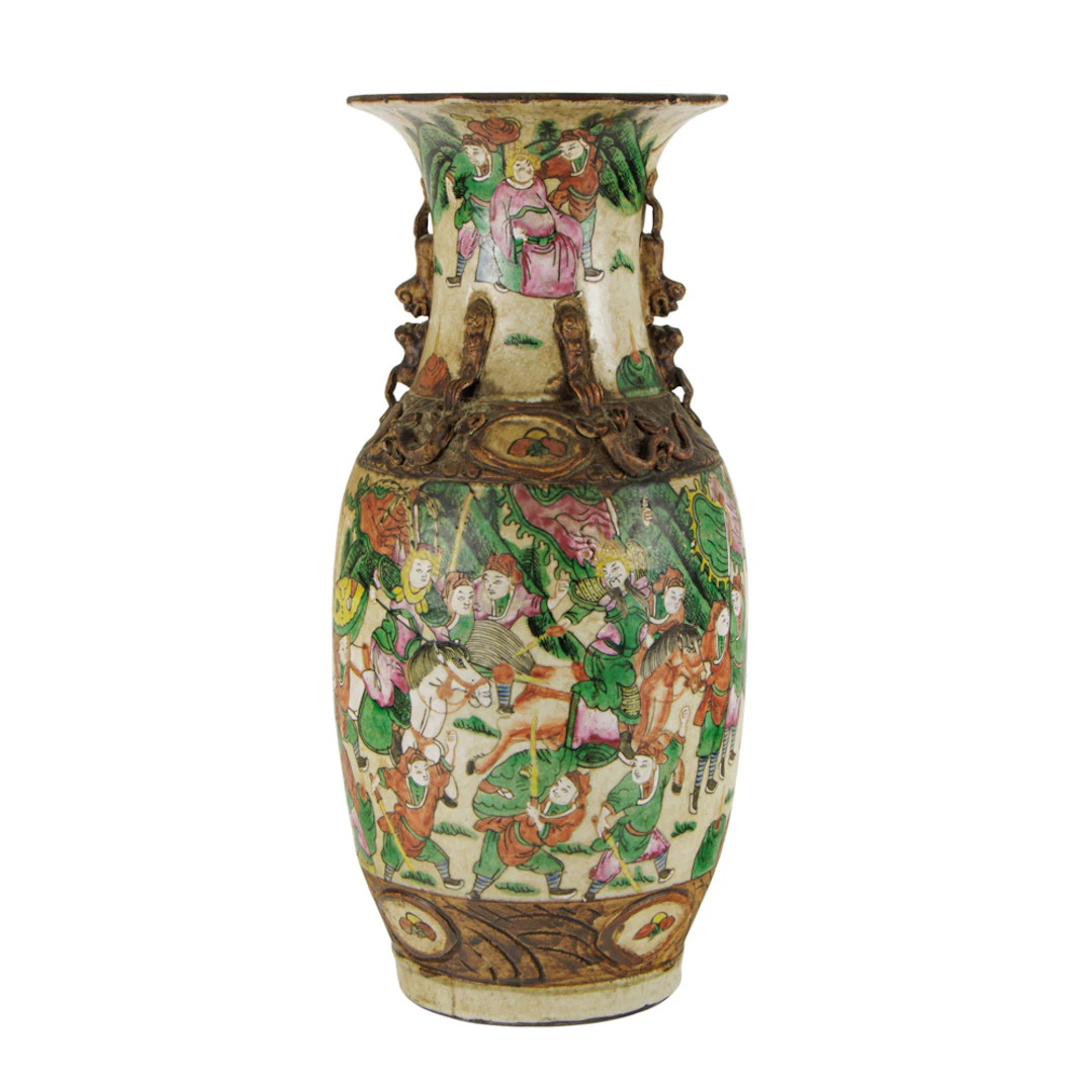 A Chinese famille rose 'warrior' vase