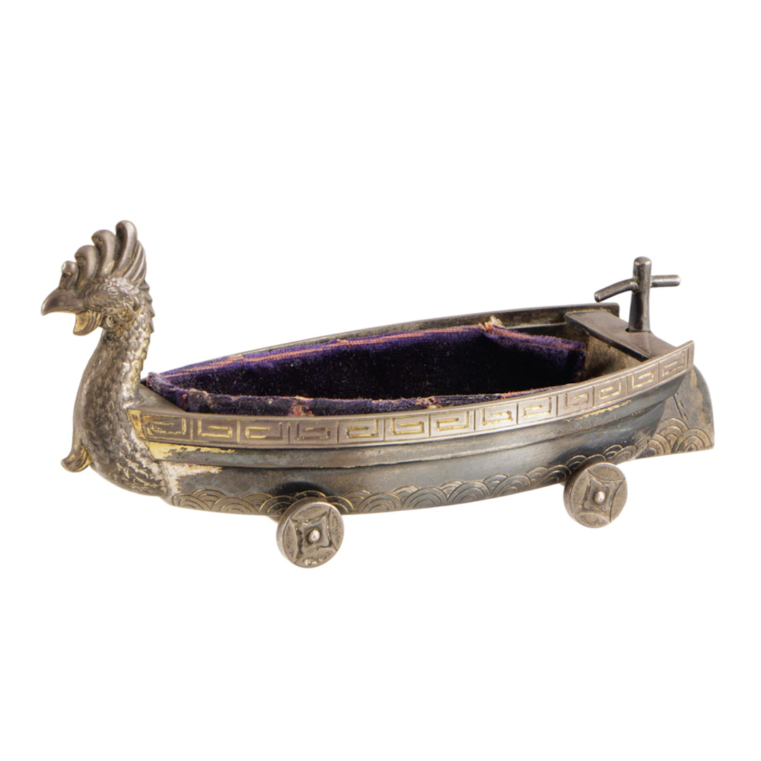 A Japanese gilt silver model of a 'phoenix' boat