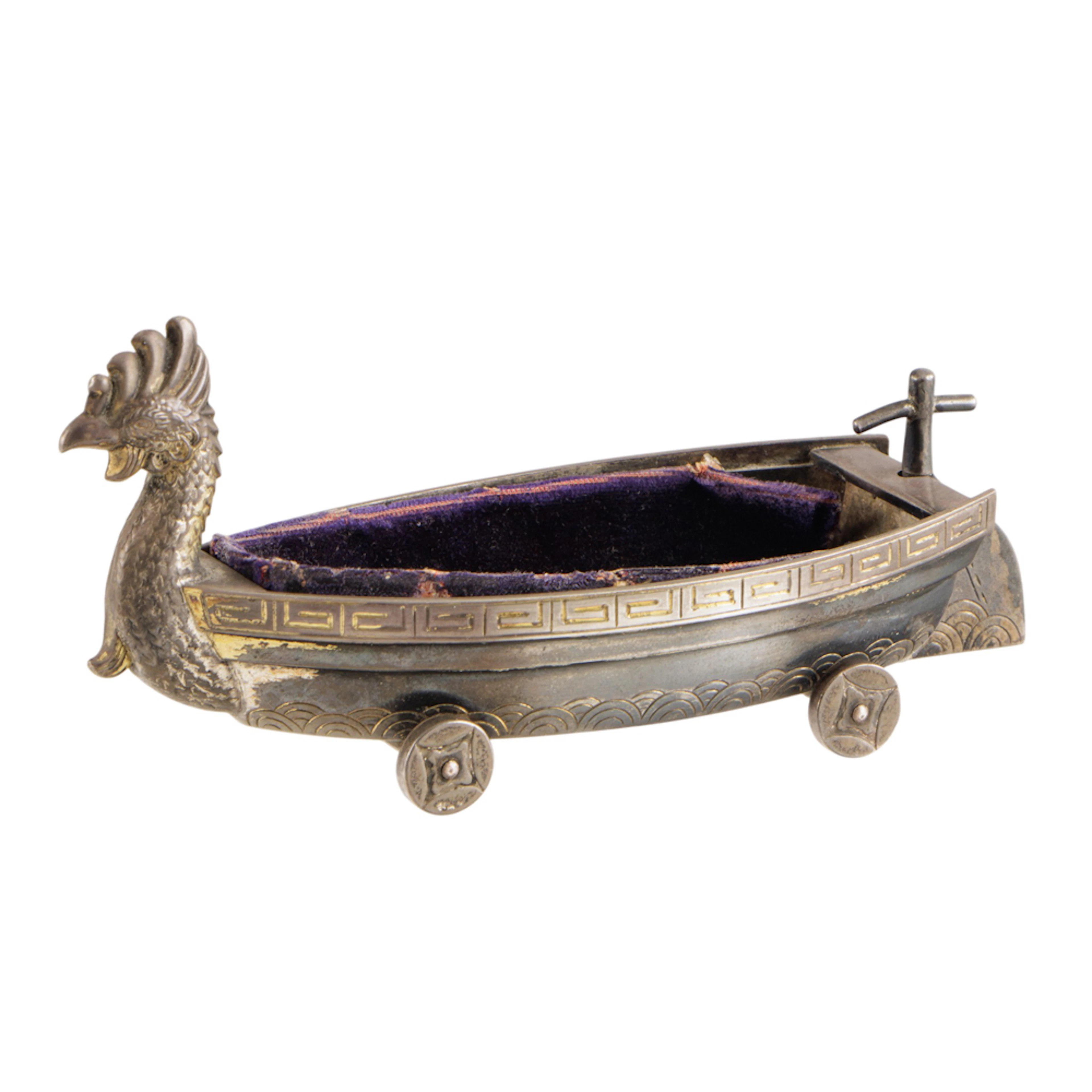 A Japanese gilt silver model of a 'phoenix' boat