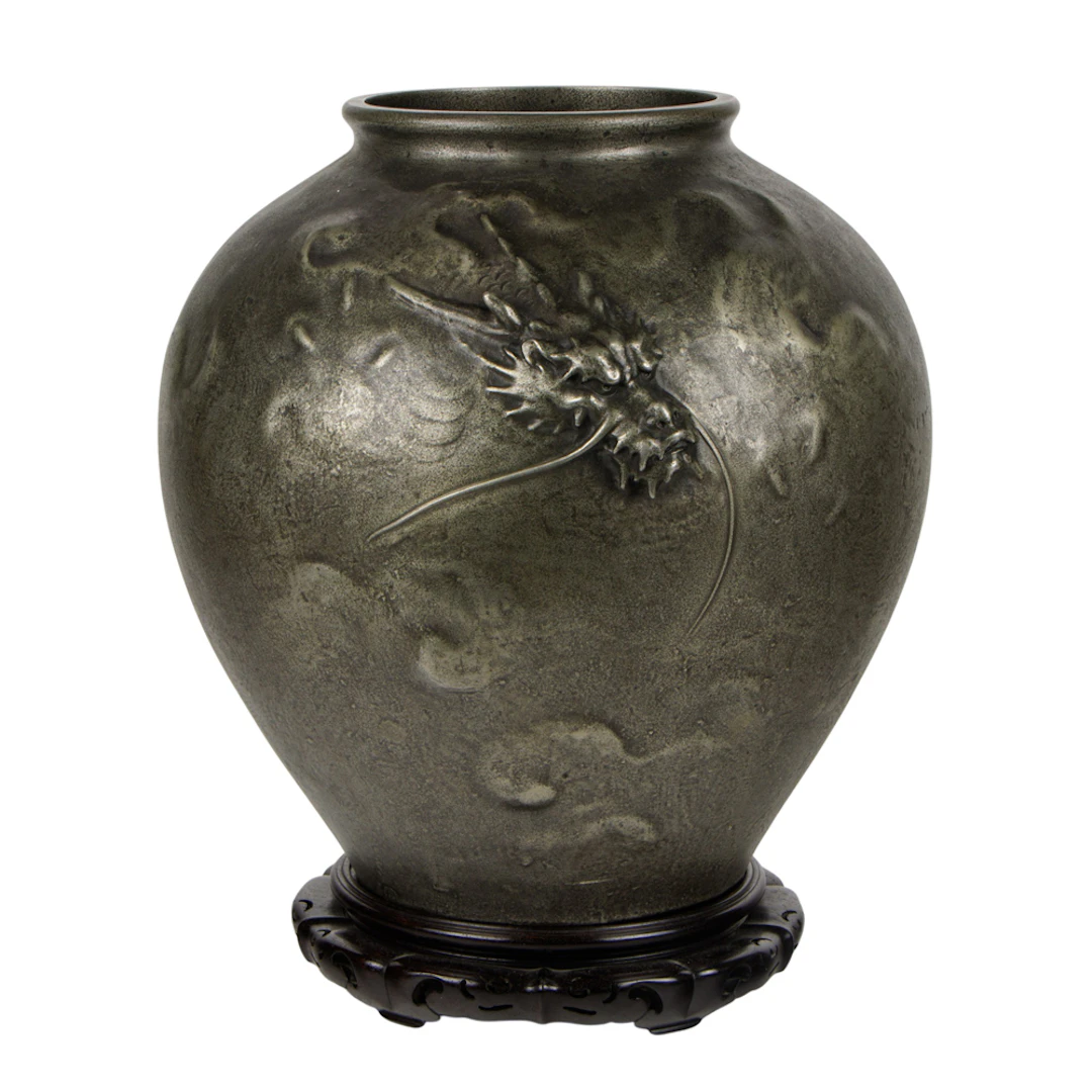 A Japanese bronze 'dragon' vase by Oshima Joun