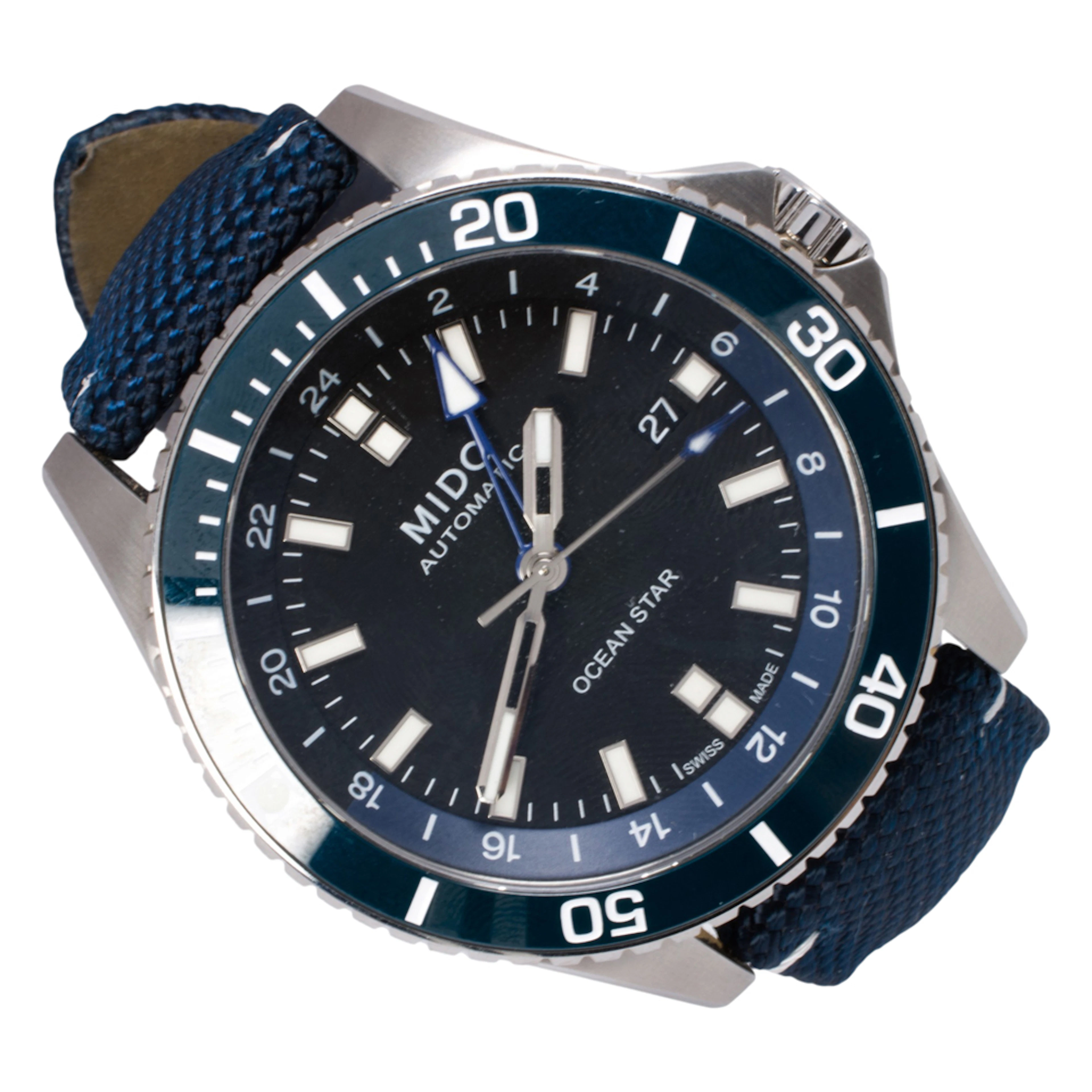 A Mido Ocean Star Captain GMT stainless steel watch