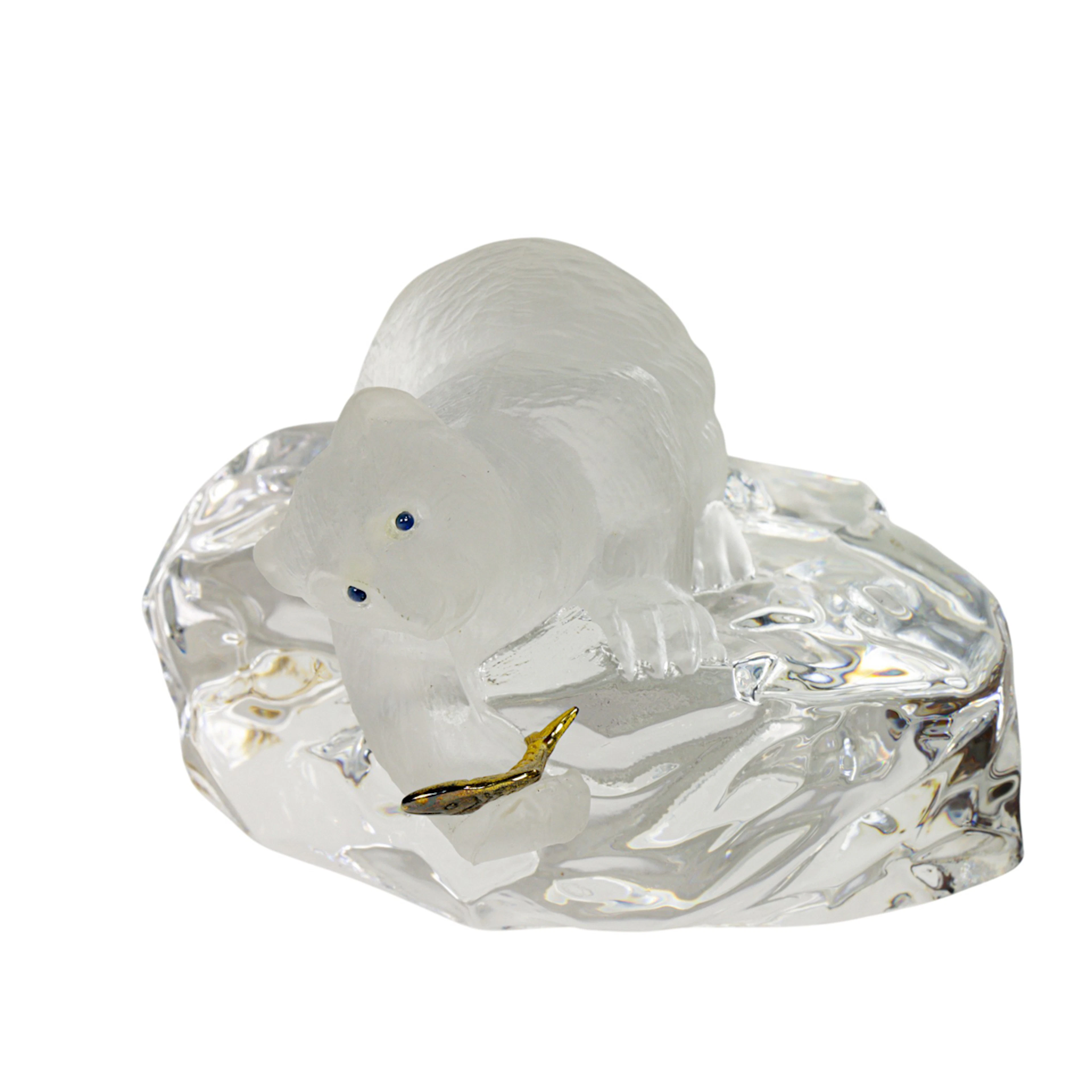 An Igor Carl Faberge frosted and clear glass figure of a polar bear cub