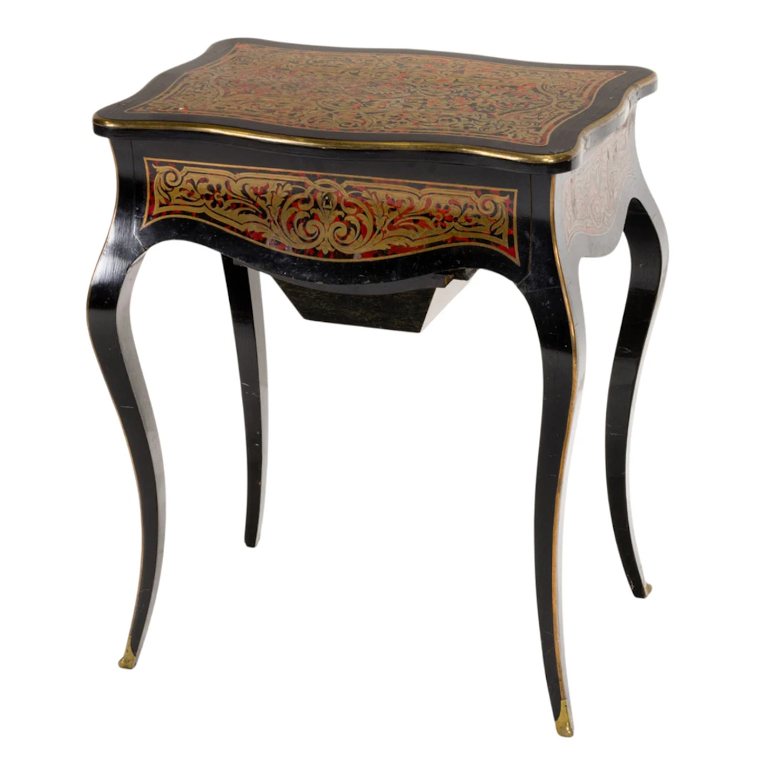 A Napoleon III style boulle marquetry inlaid and ebonized wood vanity table