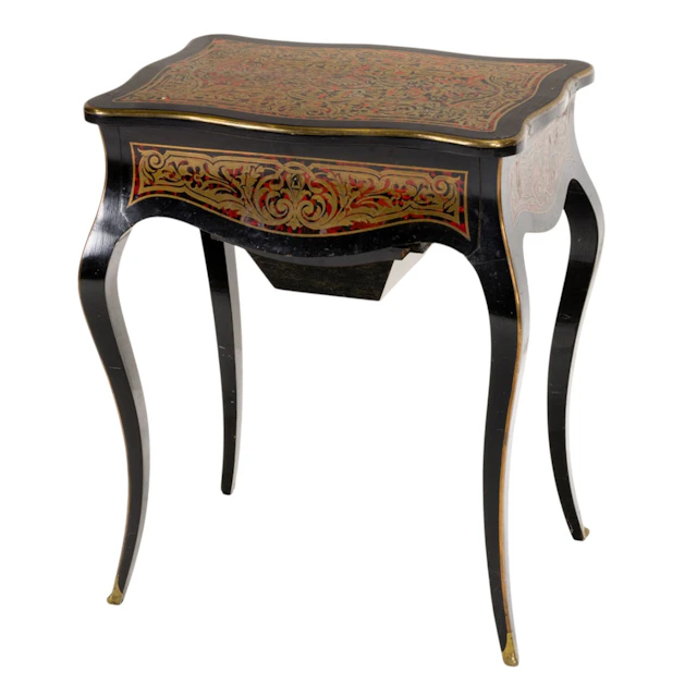 A Napoleon III style boulle marquetry inlaid and ebonized wood vanity table